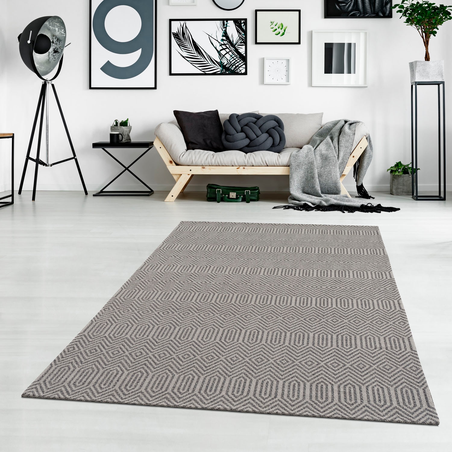 Baumwolle, günstig! Flachgewebe, 100% rechteckig, Carpet Teppich Rauten-Optik, Pflegeleicht »Cotton«, City