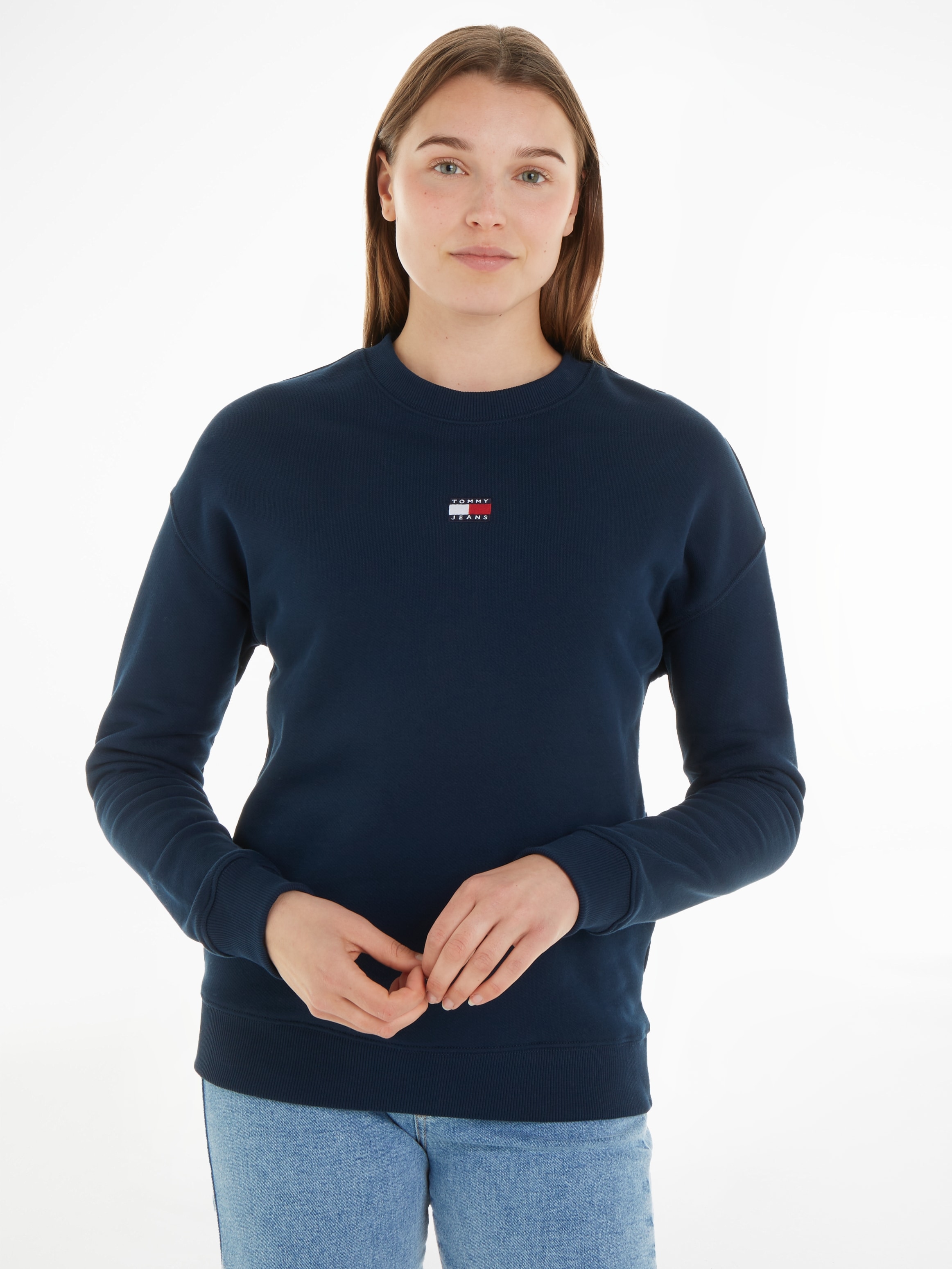 Sweatshirt, ♕ Dropshoulder-Design und mit kaufen versandkostenfrei Jeans Frontlogo Tommy