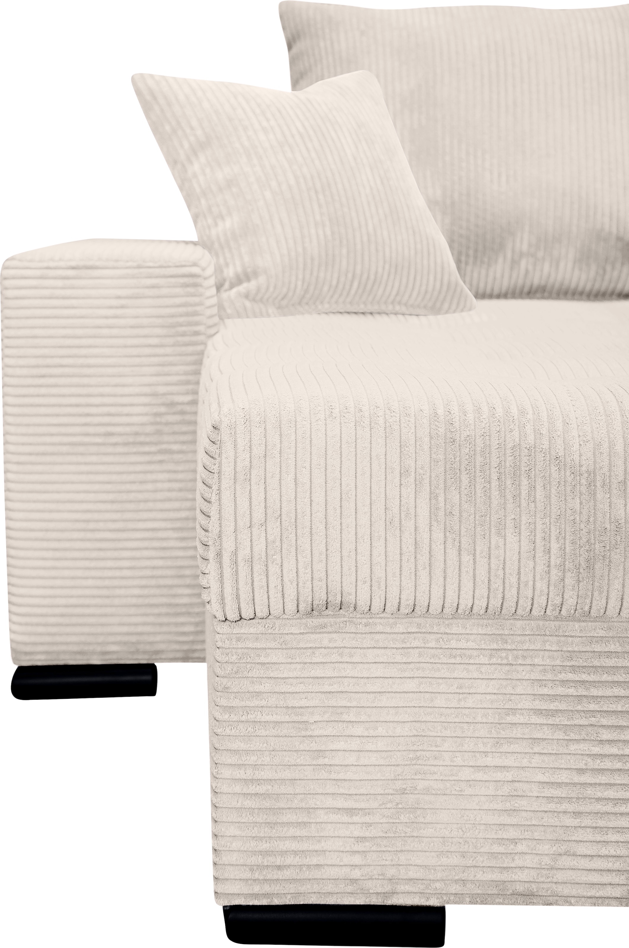 COLLECTION AB Wohnlandschaft »XL-Josy U-Form, Breite 313 cm, Cord-/Mix«, inkl. Bettfunktion, Bettkasten, mit 4 gleich grossen Rückenkissen
