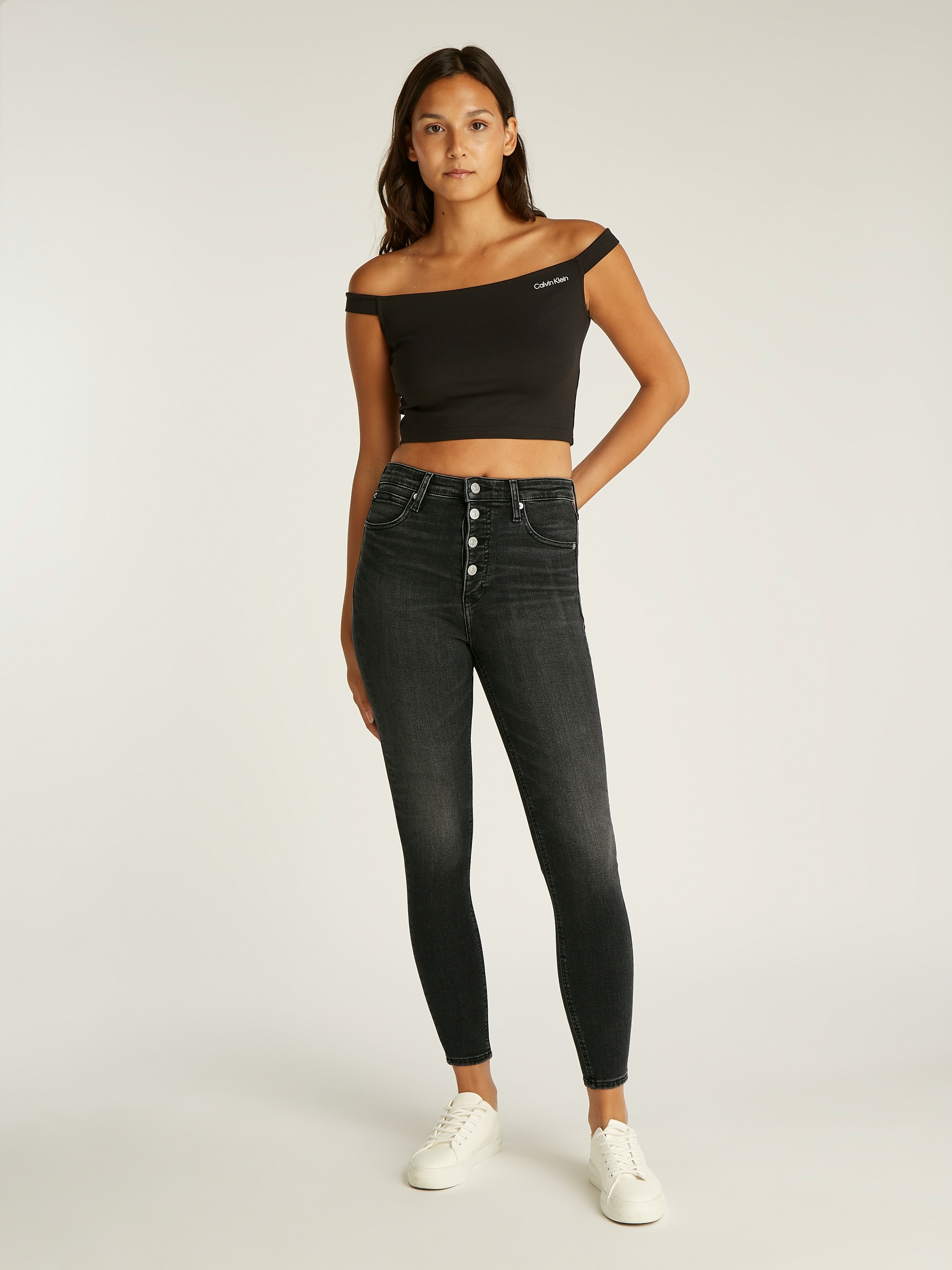 Calvin Klein Jeans Skinny-fit-Jeans »HIGH RISE SUPER SKINNY ANKLE«, in dunkelgrauer Waschung