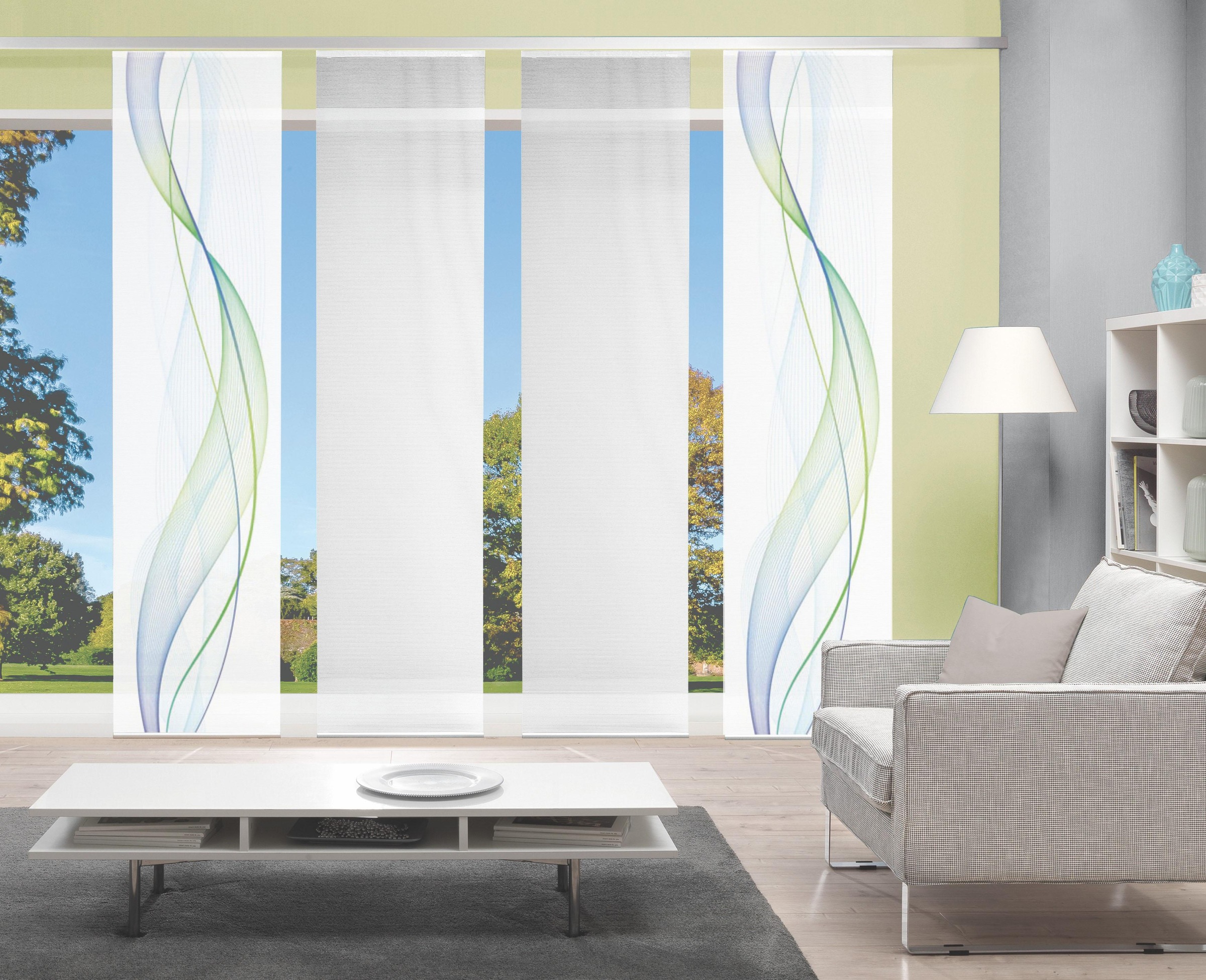 Image of Vision S Schiebegardine "4ER SET HEIGHTS" Paneelwagen 4 Stk. tlg. HxB: 260x60, Schiebevorhang 4er Set Digitaldruck