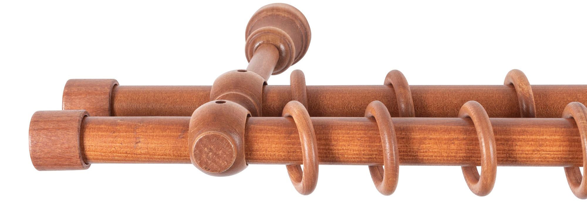 SN DECO GROUP Gardinenstange »Cafiro«, 2 läufig-läufig, Fixmass, 28 mm, Holz, verschiedene Längen und Farben, Komplettset
