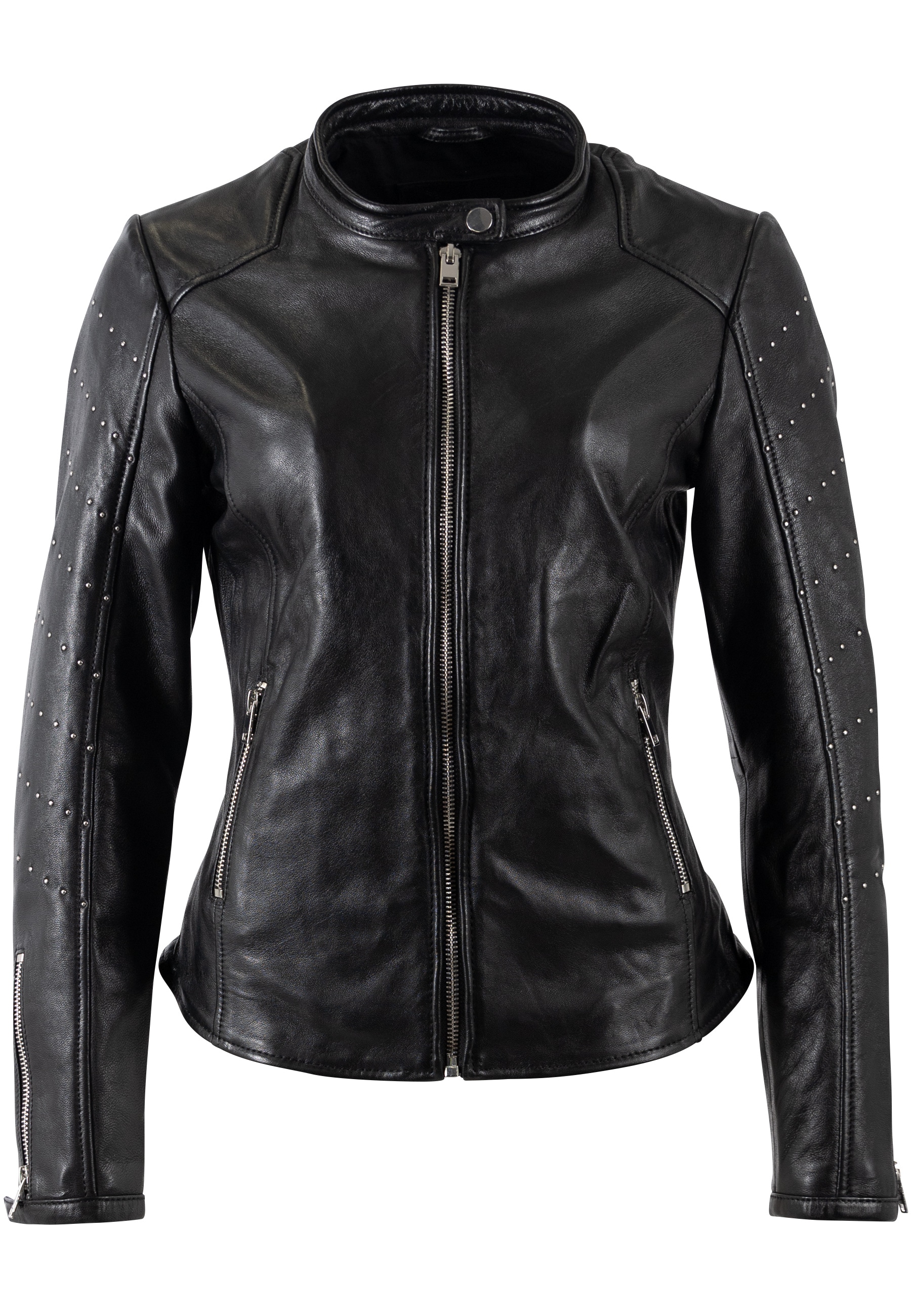 Mauritius Veste en cuir »MWClee« Bikerjacke mit Nietenbesatz, Slim Fit