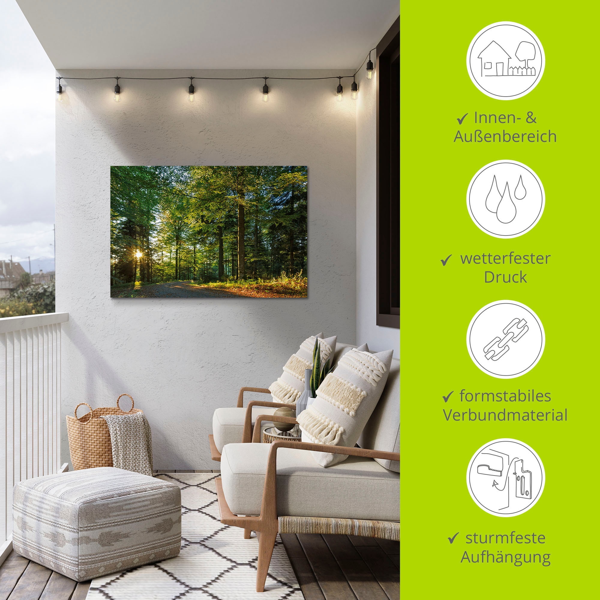 Artland Wandbild »Waldweg im Romantischen Schwarzwald«, Waldbilder, (1 St.), als Alubild, Outdoorbild, Leinwandbild, Wandaufkleber, versch. Grössen