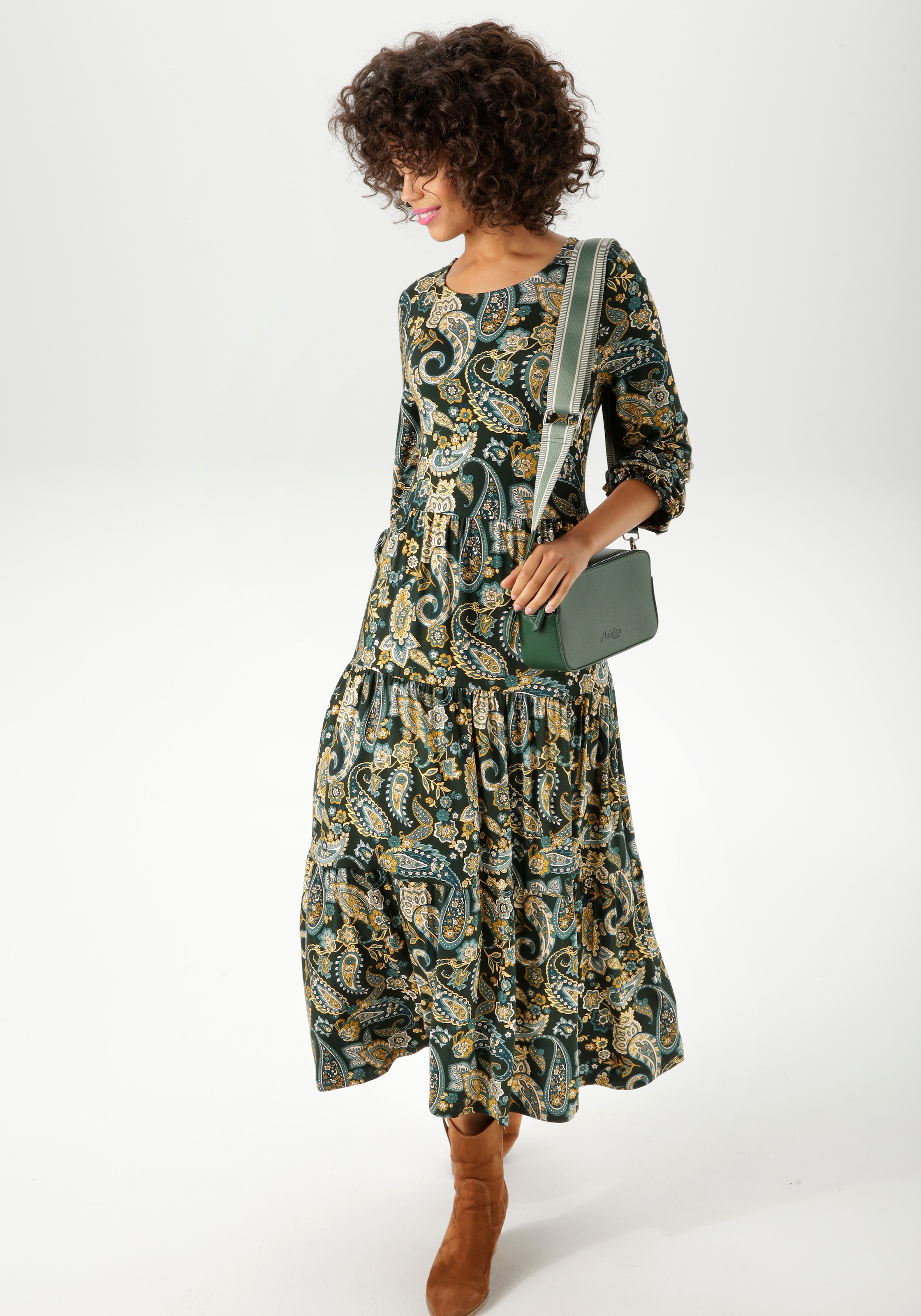 Aniston CASUAL Jerseykleid, mit farbharmonischem Paisley-Muster - NEUE KOLLEKTION