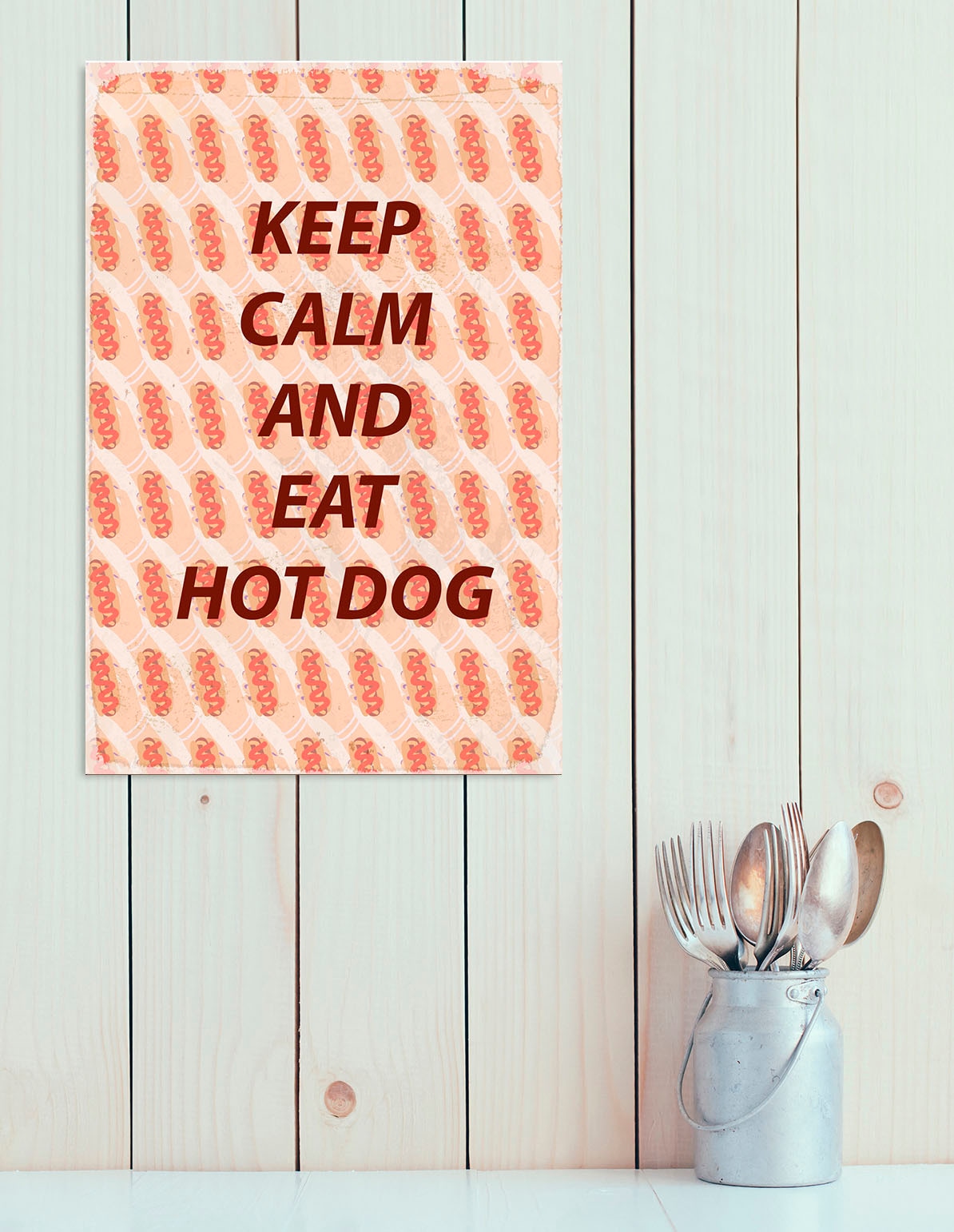 Image of queence Metallbild "Hot Dog" Schriftzug Schriftzüge 1 Stk. tlg. Stahlschilder