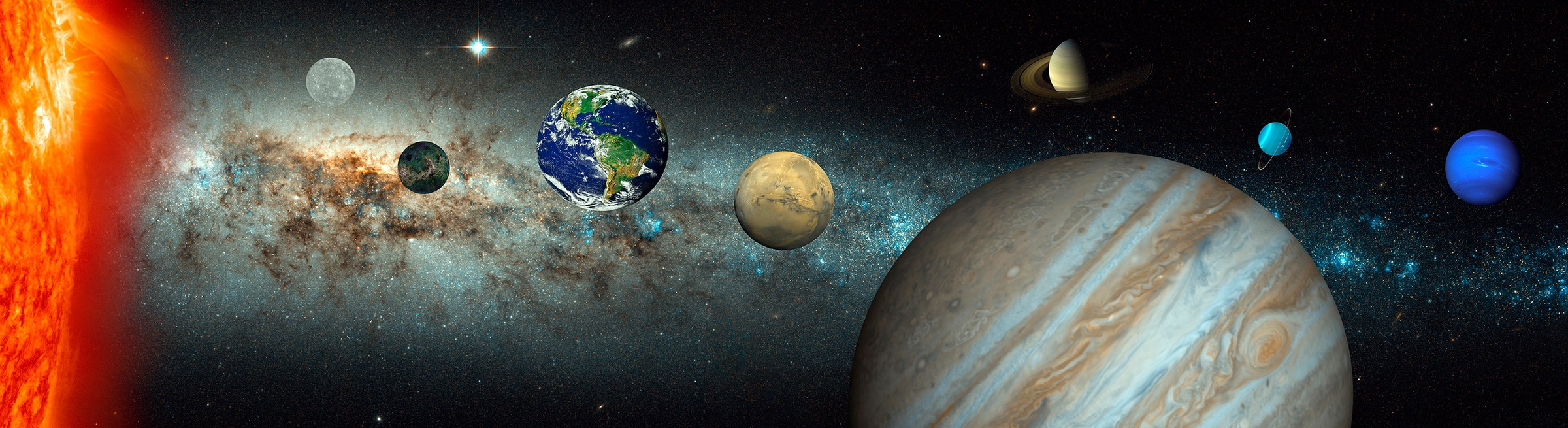 Image of Papermoon Fototapete »Solar System Panorama«, matt, Vlies, 2 Bahnen, 350 x 100 cm bei Ackermann Versand Schweiz