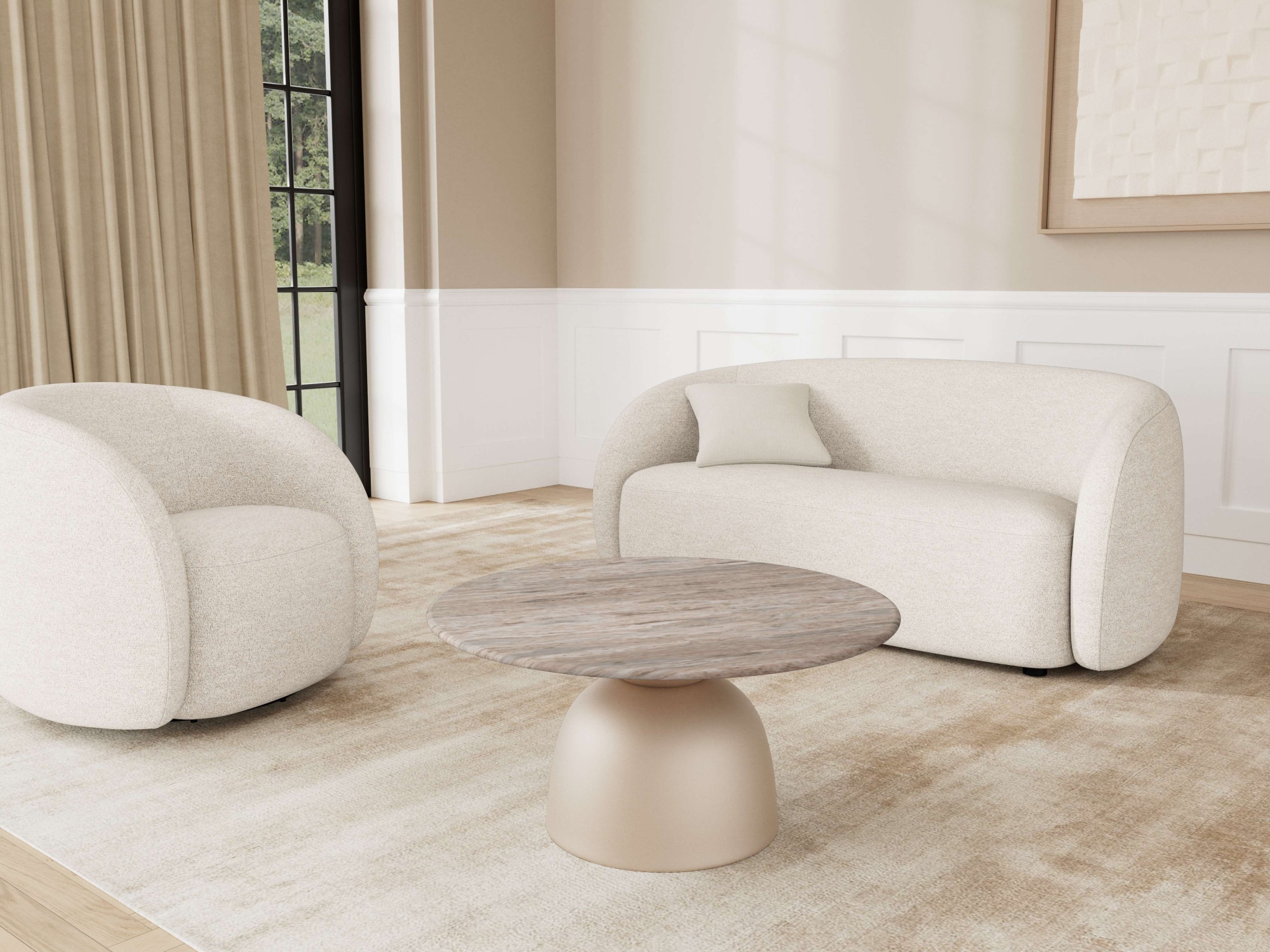 ACTONA GROUP Couchtisch »Ferrol, Tisch, Beistelltisch« grau, Marmor, Säule, 80x42cm