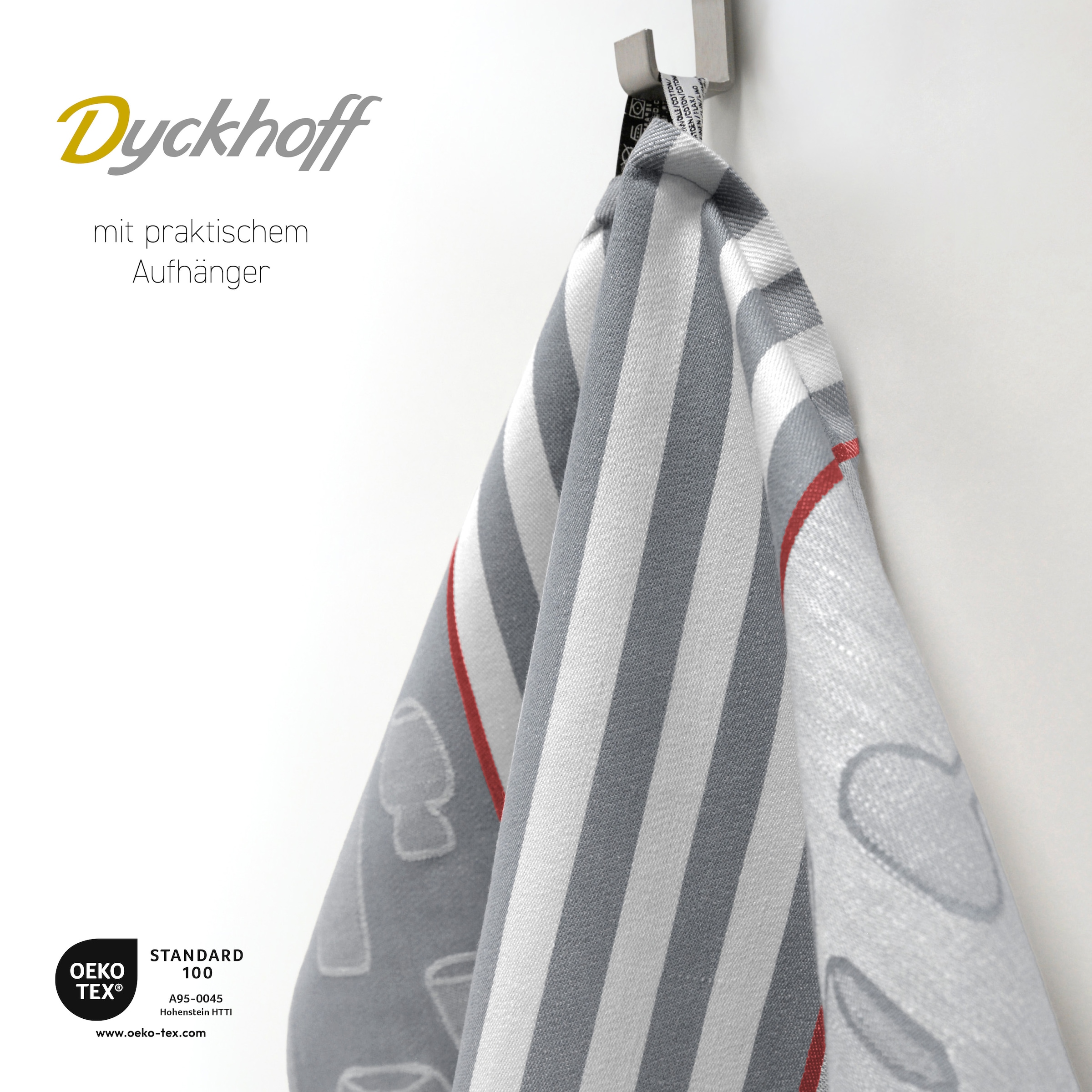 Dyckhoff Geschirrtuch »Gläser / Halbleinen«, (Set, 10 tlg.), mit Gläser & Streifen Motiv, Masse je Tuch ca. 50x70 cm