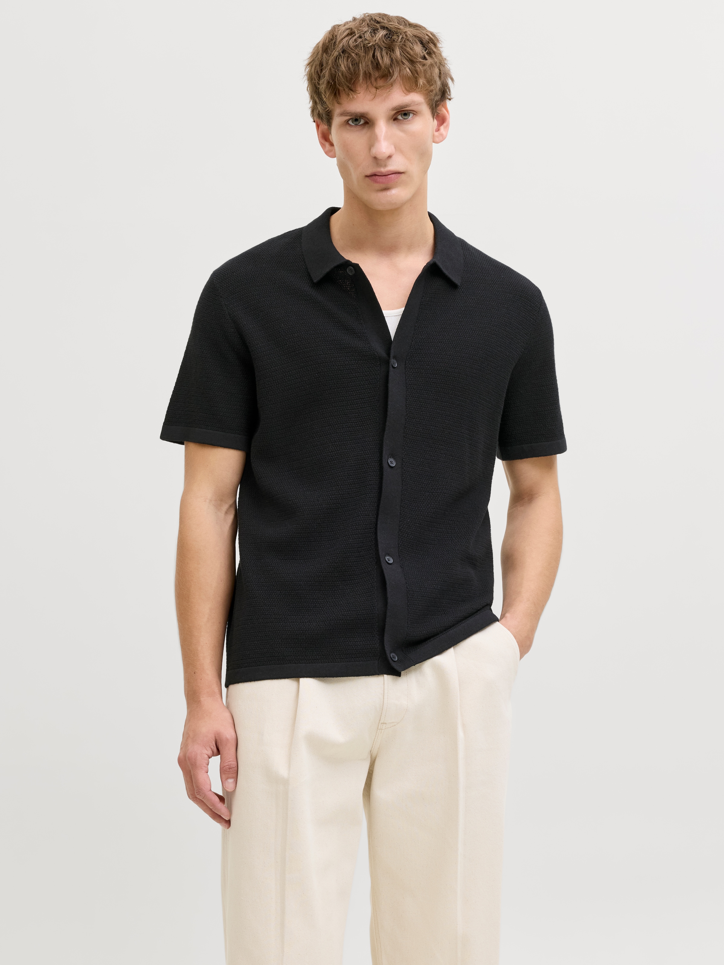 Image of Jack & Jones Strickpullover "JJEGEORGE KNIT SHIRT SS SN" mit Polokragen