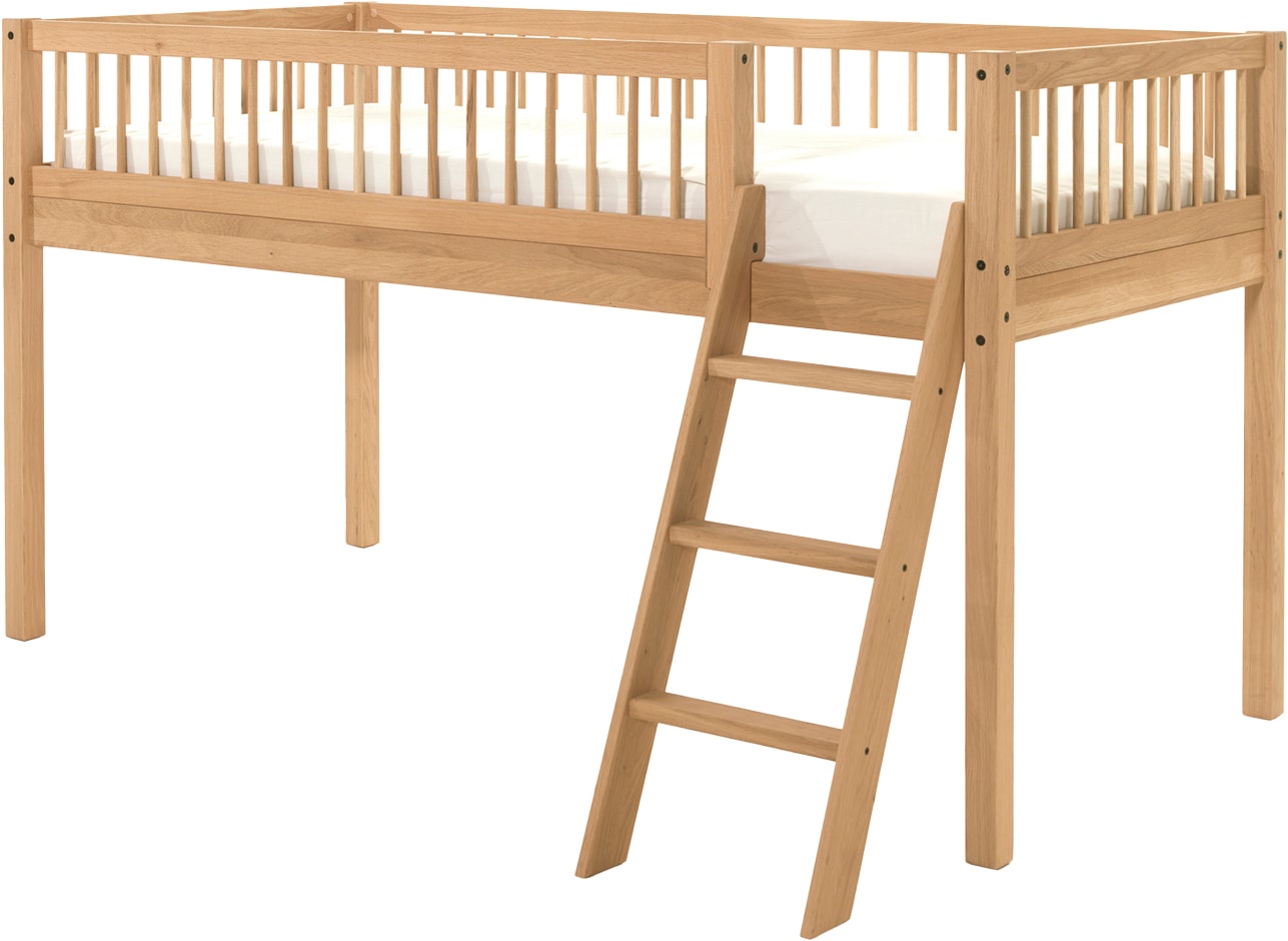 Image of Vipack Spielbett Made in Europe, aus massiver Eiche geölt, LF 90x2000cm, RR, Leiter u. Absturzschutz