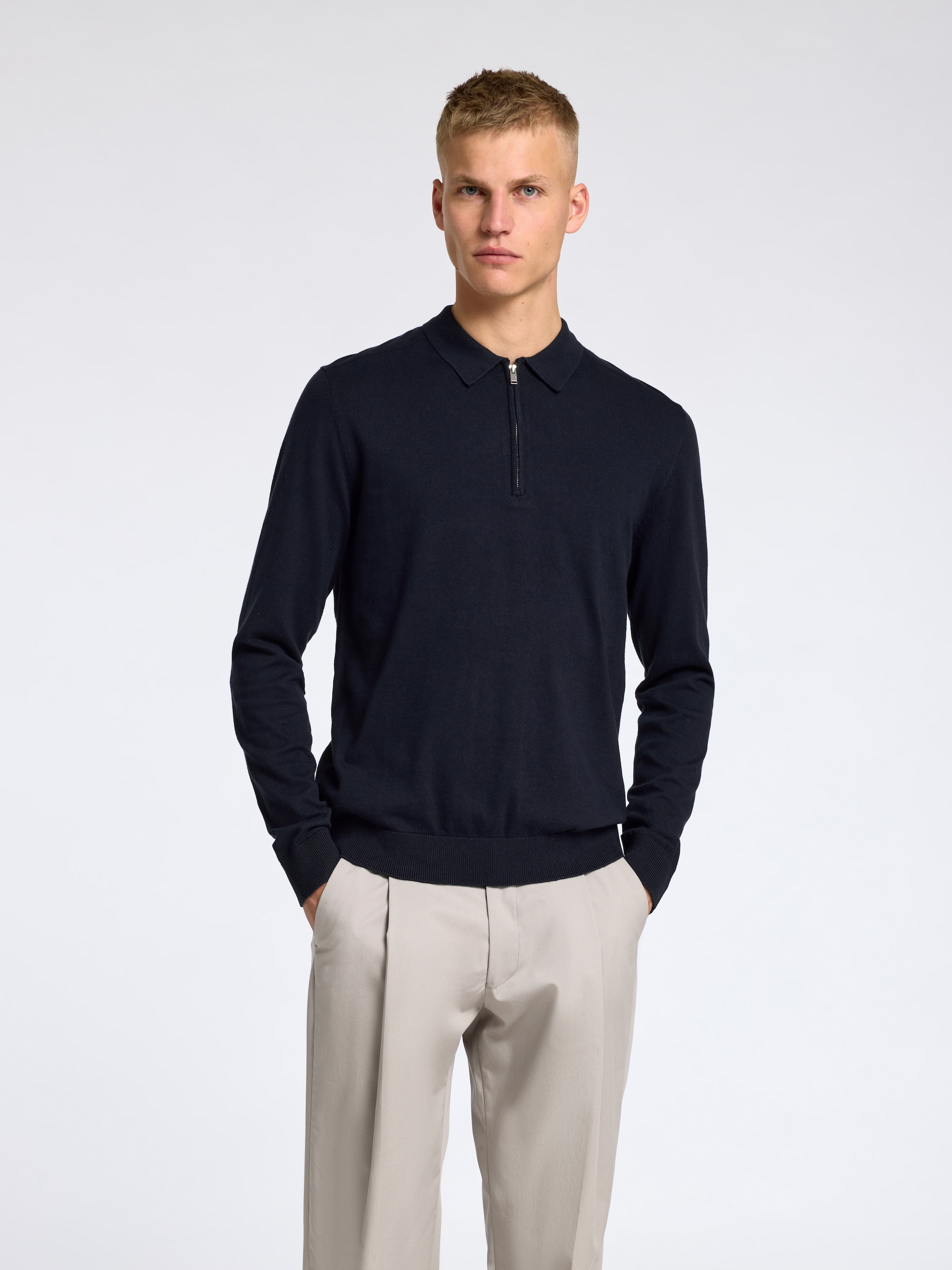 SELECTED HOMME Polokragenpullover »SLHBERG LS HALF ZIP POLO NOOS«