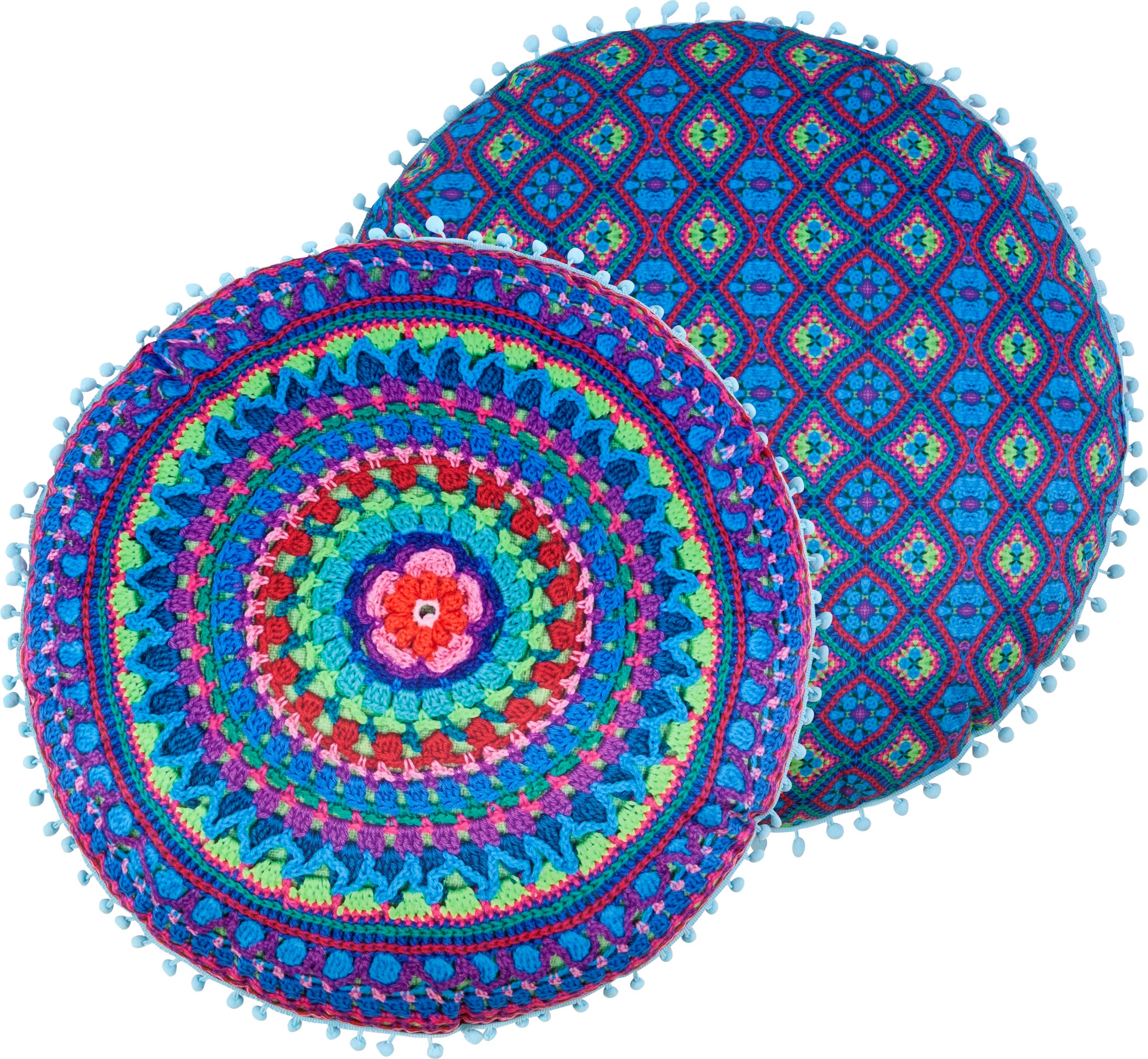 Image of Happiness Dekokissen »Mandy«, (1 St., 1 55 cm Rund Dekokissen - Mit pompons), Mit pompons bei Ackermann Versand Schweiz