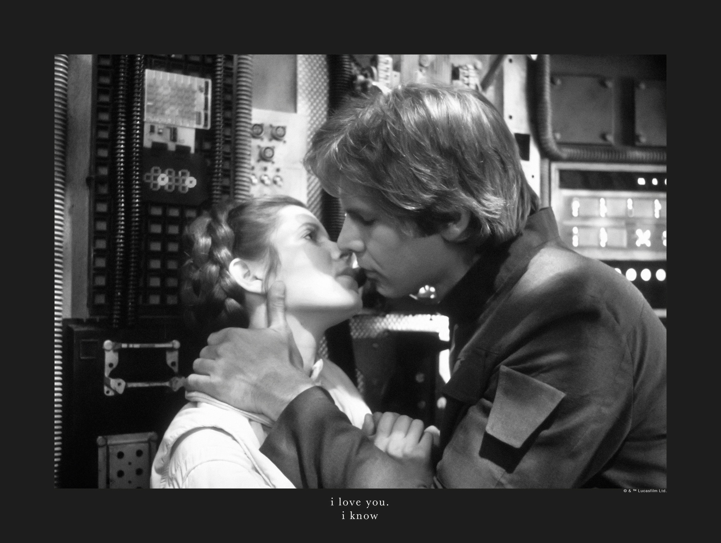 Image of Komar Bild "Star Wars Classic Leia Han Kiss Quote" Star Wars 1 Stk. tlg. Wandbild zur Dekoration im Kinderzimmer - ohne Rahmen