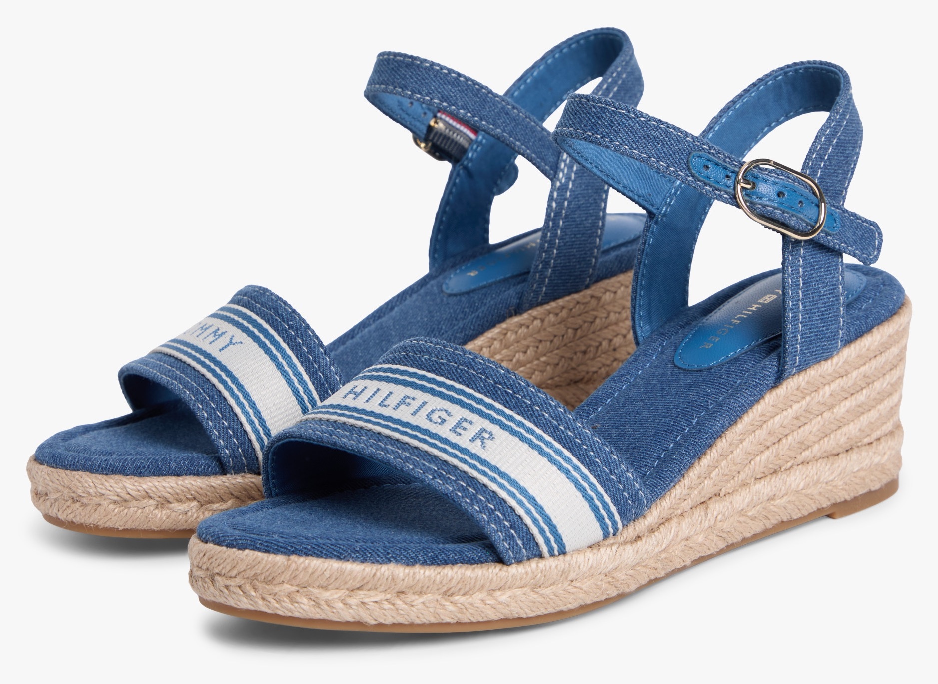 Image of Tommy Hilfiger Keilsandalette "MID WEDGE ESPAD WEBBING" Sommerschuh, Riemchensandale mit Kontrastbesatz