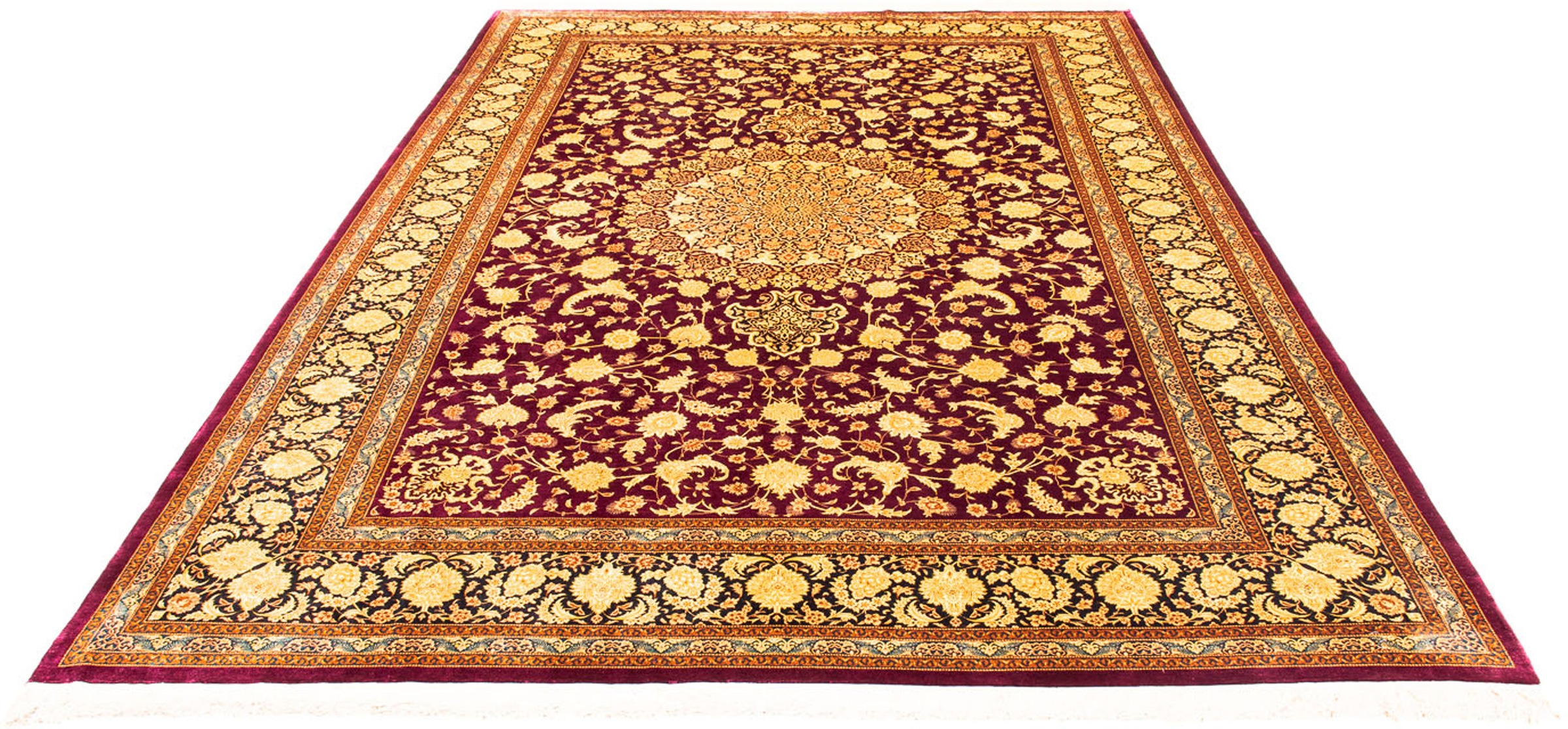 Image of morgenland Orientteppich »Perser - Ghom - 305 x 202 cm - dunkelrot«, rechteckig, 10 mm Höhe, Wohnzimmer, Handgeknüpft, Einzelstück mit Zertifikat bei Ackermann Versand Schweiz