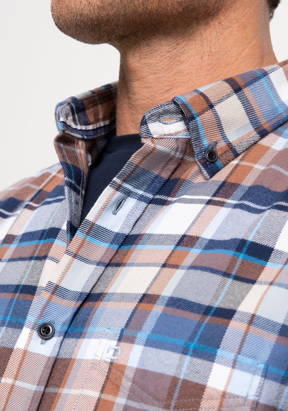 OLYMP Langarmhemd »Casual« im Karodessin, Button-down-Kragen