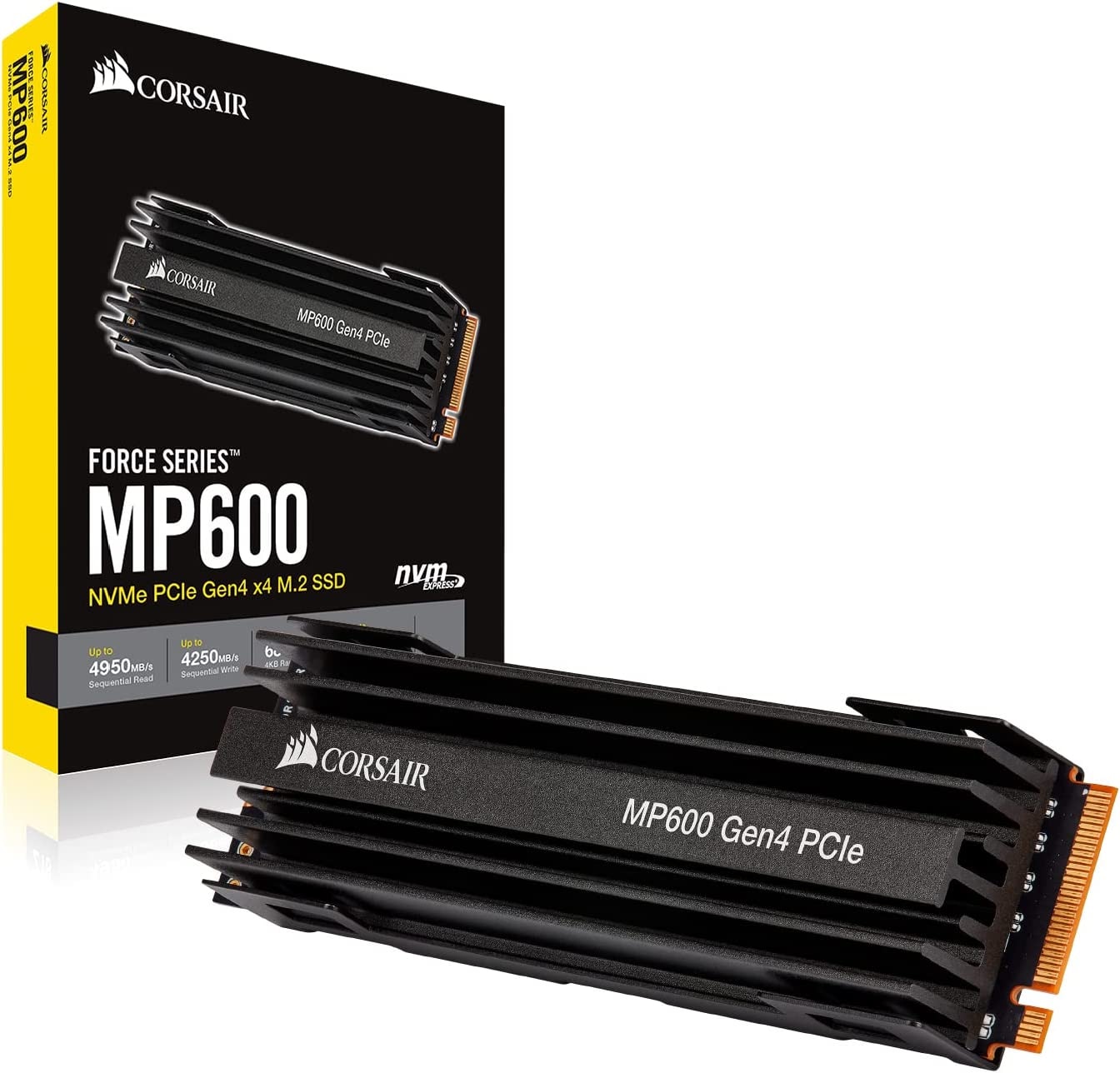 Corsair interne SSD »Corsair Force Series MP600 2TB NVMe PCIe M.2 SSD«, Anschluss M.2 PCIe 4.0, M.2-Kühlkörper