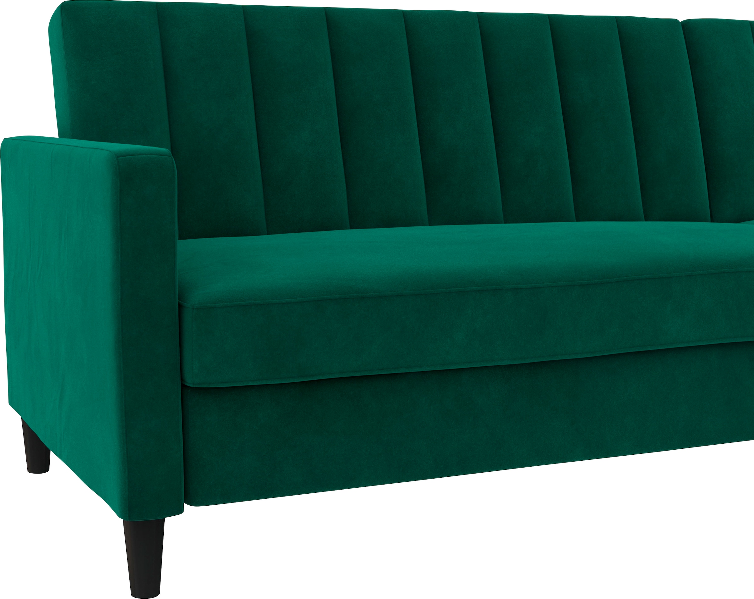 Dorel Home Ecksofa mit Schlafffunktion, Recamiere mit Stauraum beidseitig montierbar, Rückenlehne 2-teilig und 3-fach verstellbar