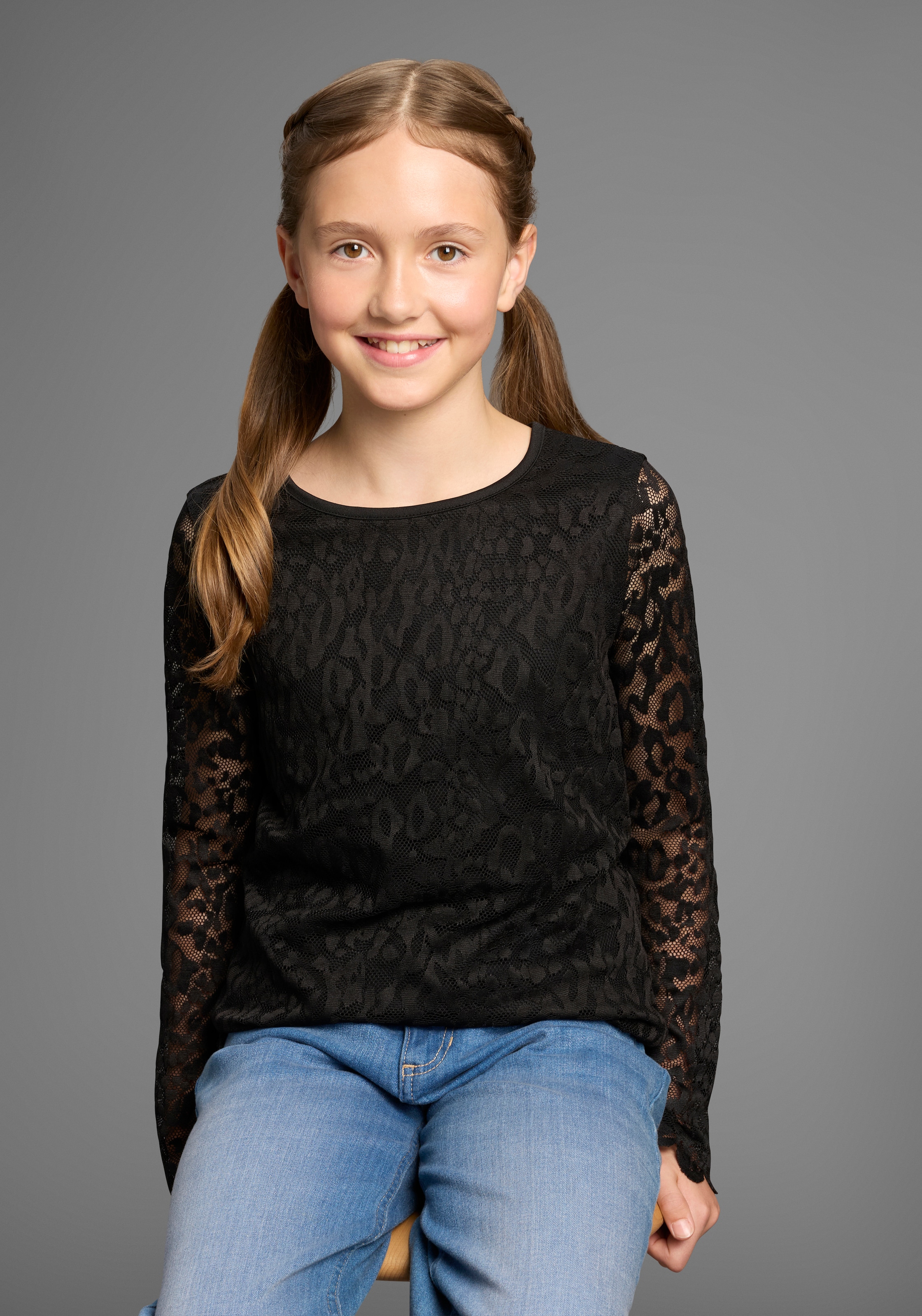 Image of KIDSWORLD Langarmshirt "Spizten-Shirt" Für jeden Anlass, Shirt mit Spitze