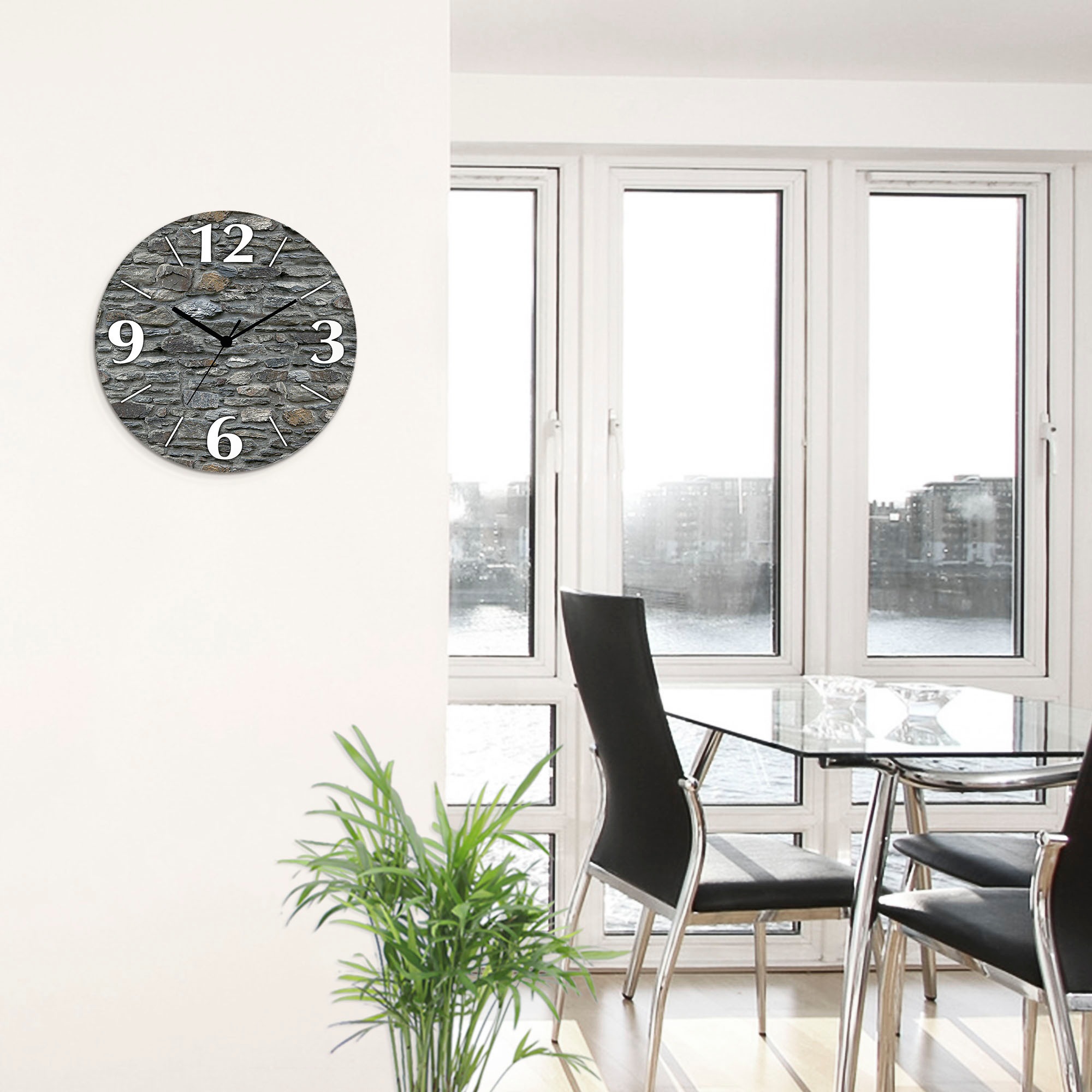 Artland Wanduhr "Schiefermauer" wahlweise mit Quarz- oder Funkuhrwerk, lautlos ohne Tickgeräusche