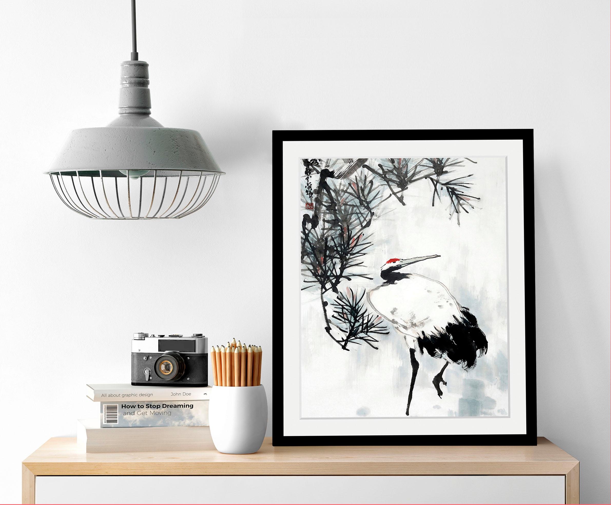 queence Bild »Kranich« Blumen | Blumenbilder | Pflanzen | Pflanzenbilder | Tiere | Vogelbilder | Vögel HD Premium Poster-Druck inkl. Holzrahmen