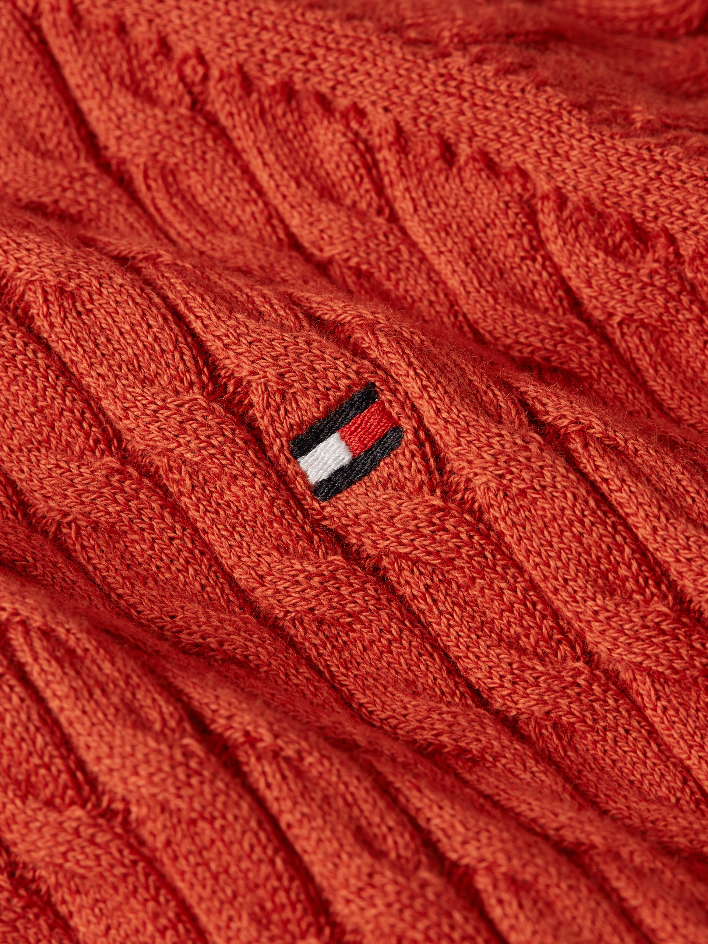 Tommy Hilfiger Rundhalspullover »CO CABLE C-NK SWEATER«, mit Zopfmuster