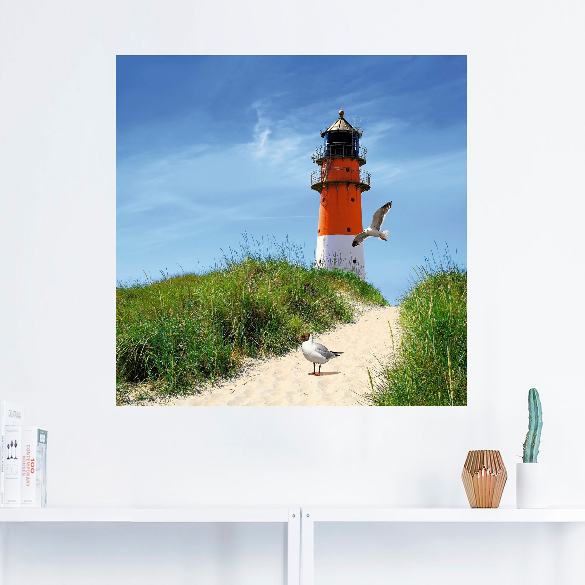 Artland Wandbild »Am Leuchtturm«, Gebäude, (1 St.), als Leinwandbild, Wandaufkleber in verschied. Grössen