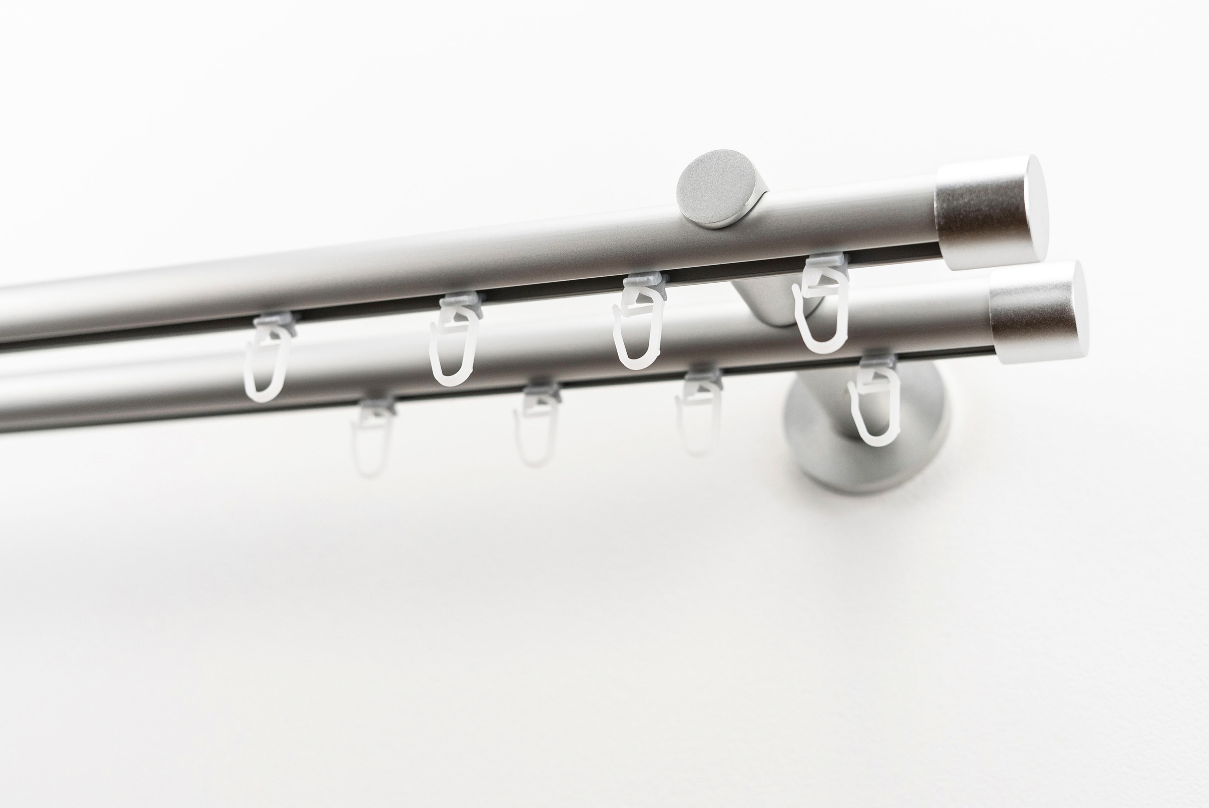 Image of GARESA Gardinenstange »EASY«, 2 läufig-läufig, Wunschmasslänge, Vorhanggarnitur, einfache Montage, mit Profilverbinder verlängerbar, Wandmontage, Kappe, Aluminium bei Ackermann Versand Schweiz