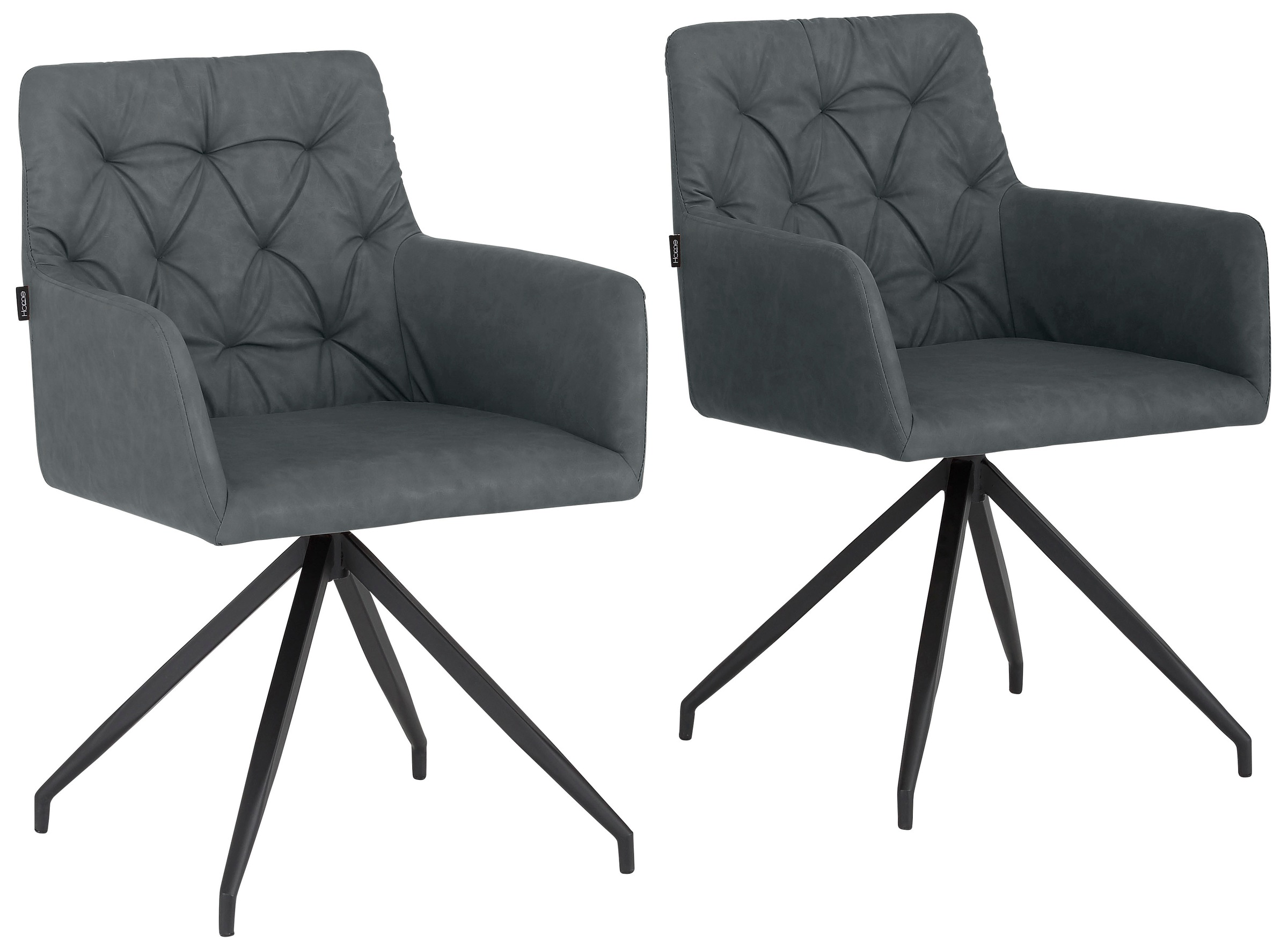 Image of Home affaire Armlehnstuhl »Lütetsburg«, 2 St., Kunstleder, im 2er Set erhältlich, mit schwarzen Metallbeinen, 360° Drehfunktion, in verschiedenen Farbvarianten erhältlich, Sitzhöhe 47 cm bei Ackermann Versand Schweiz