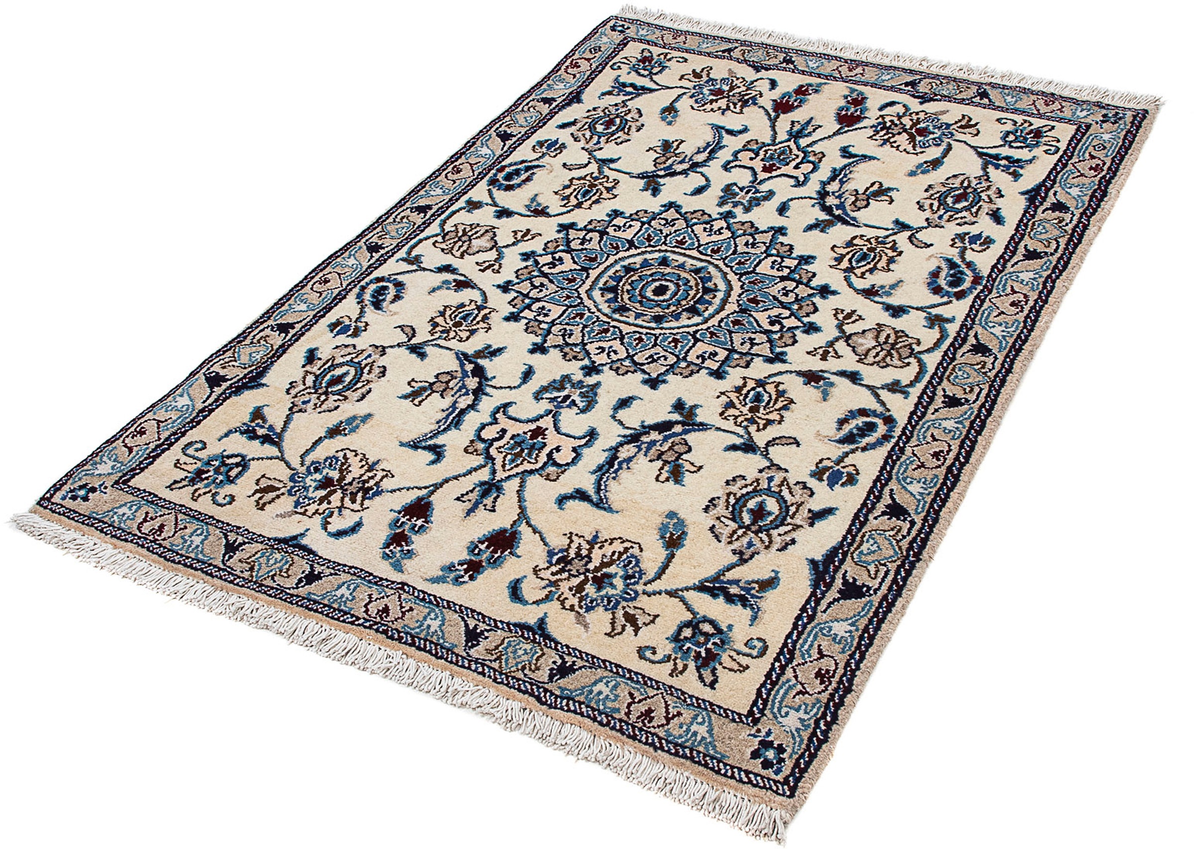 Image of morgenland Orientteppich »Perser - Nain - 128 x 88 cm - beige«, rechteckig, 10 mm Höhe, Wohnzimmer, Handgeknüpft, Einzelstück mit Zertifikat bei Ackermann Versand Schweiz