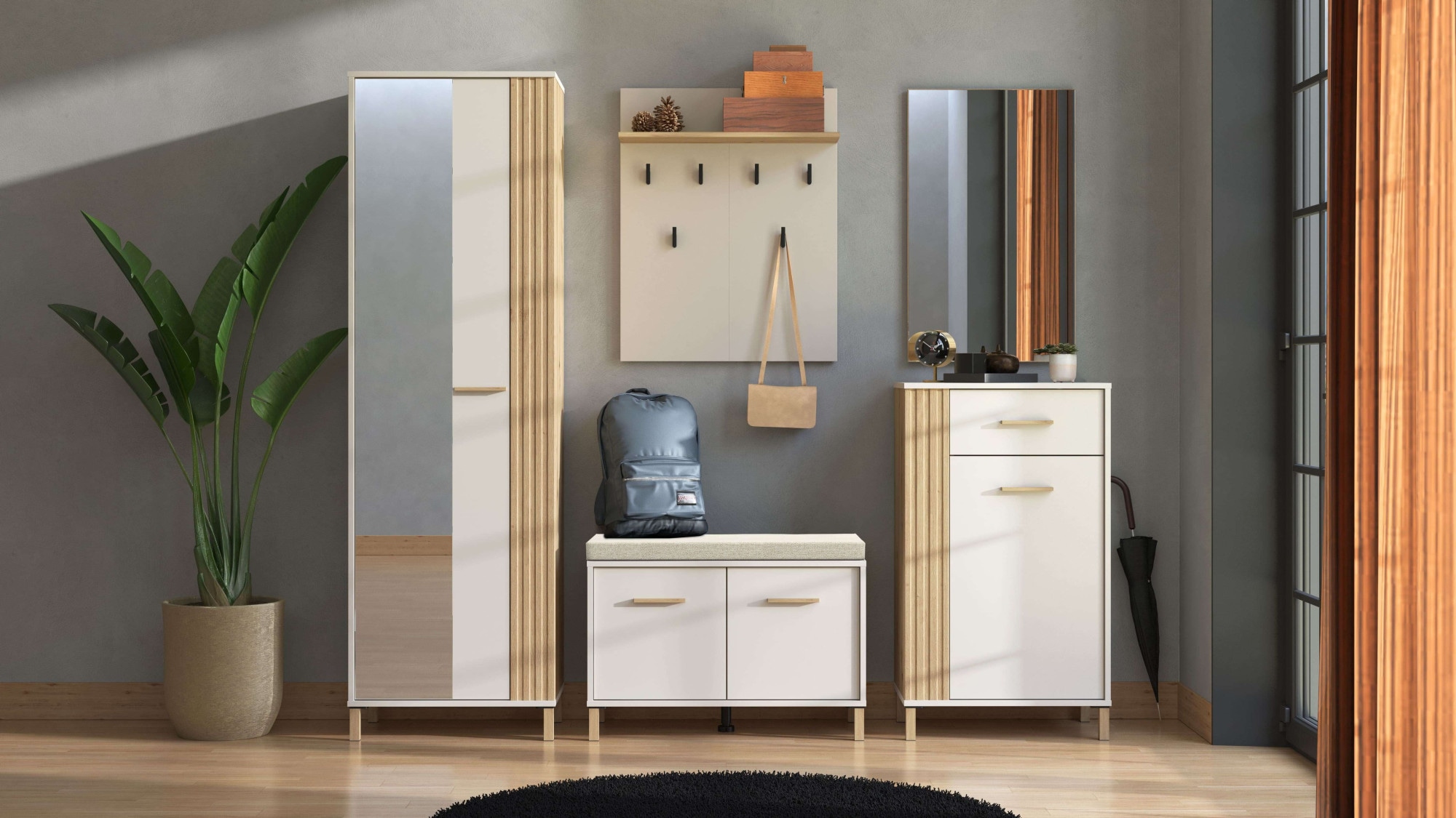 Image of Home affaire Garderoben-Set "Belfort, Breite 199 cm, im Kaschmir und Artisan-Eichendekor" Set, 5 Stk. tlg.