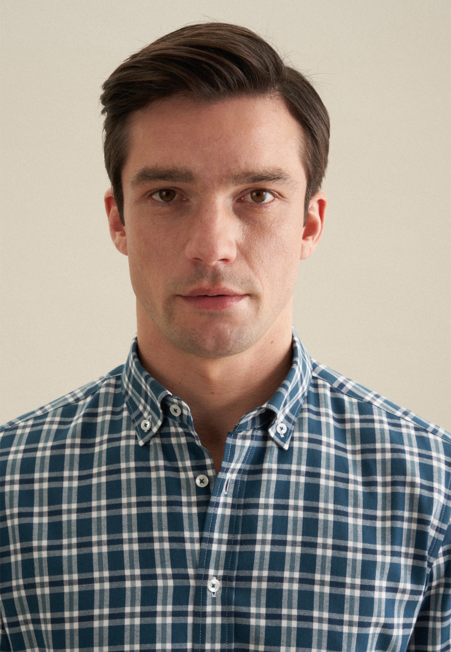 seidensticker Flanellhemd »Slim«, Slim Langarm Button-Down-Kragen Karo