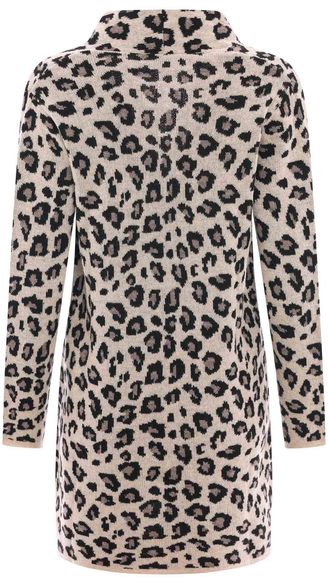 Zwillingsherz Cardigan »"Classic Leo Uni"«, Animal-Muster, Langarm, ohne Verschluss, Midi-Länge