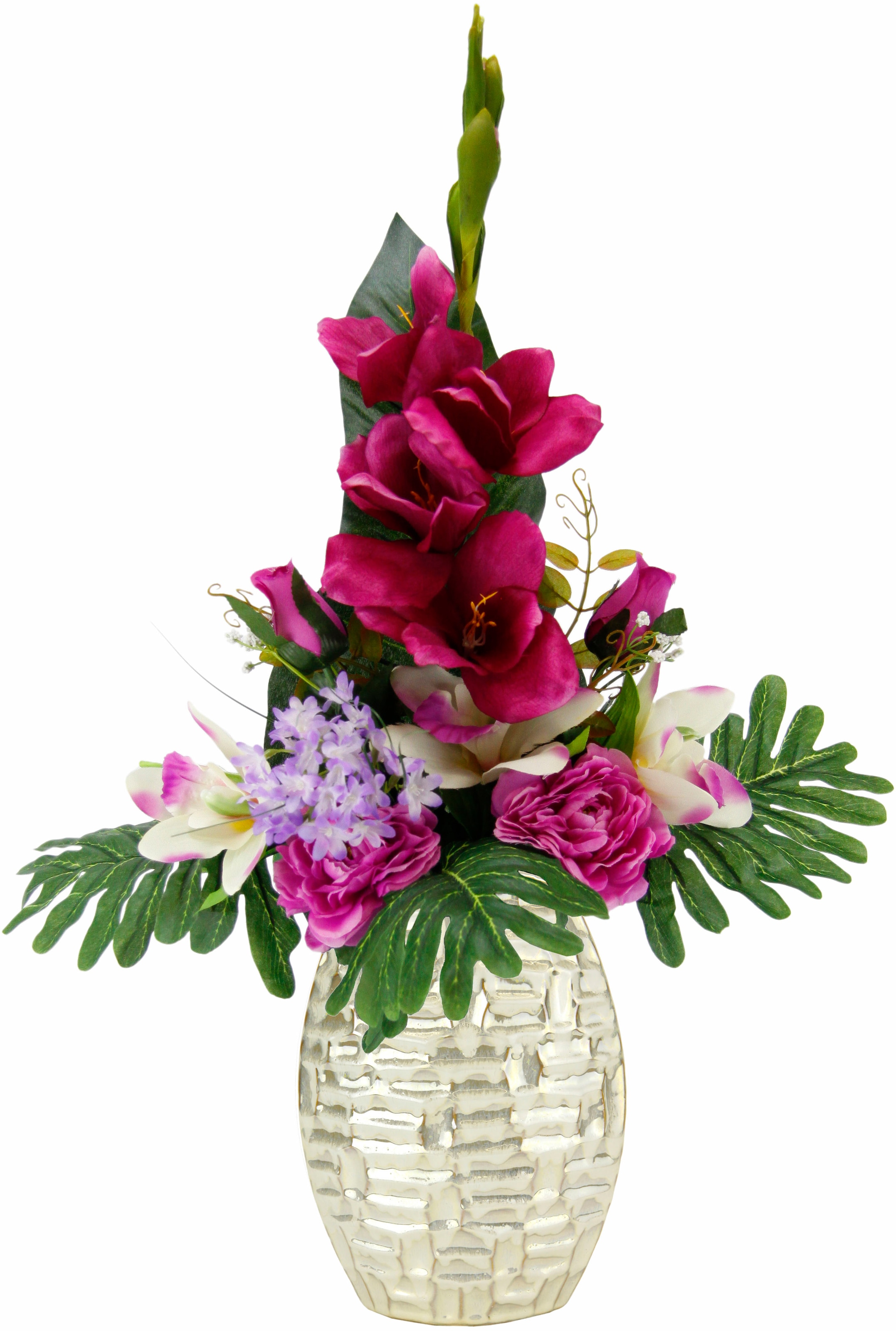 Kunstpflanze »Arrangement Gladiole / Rosen in Vase«