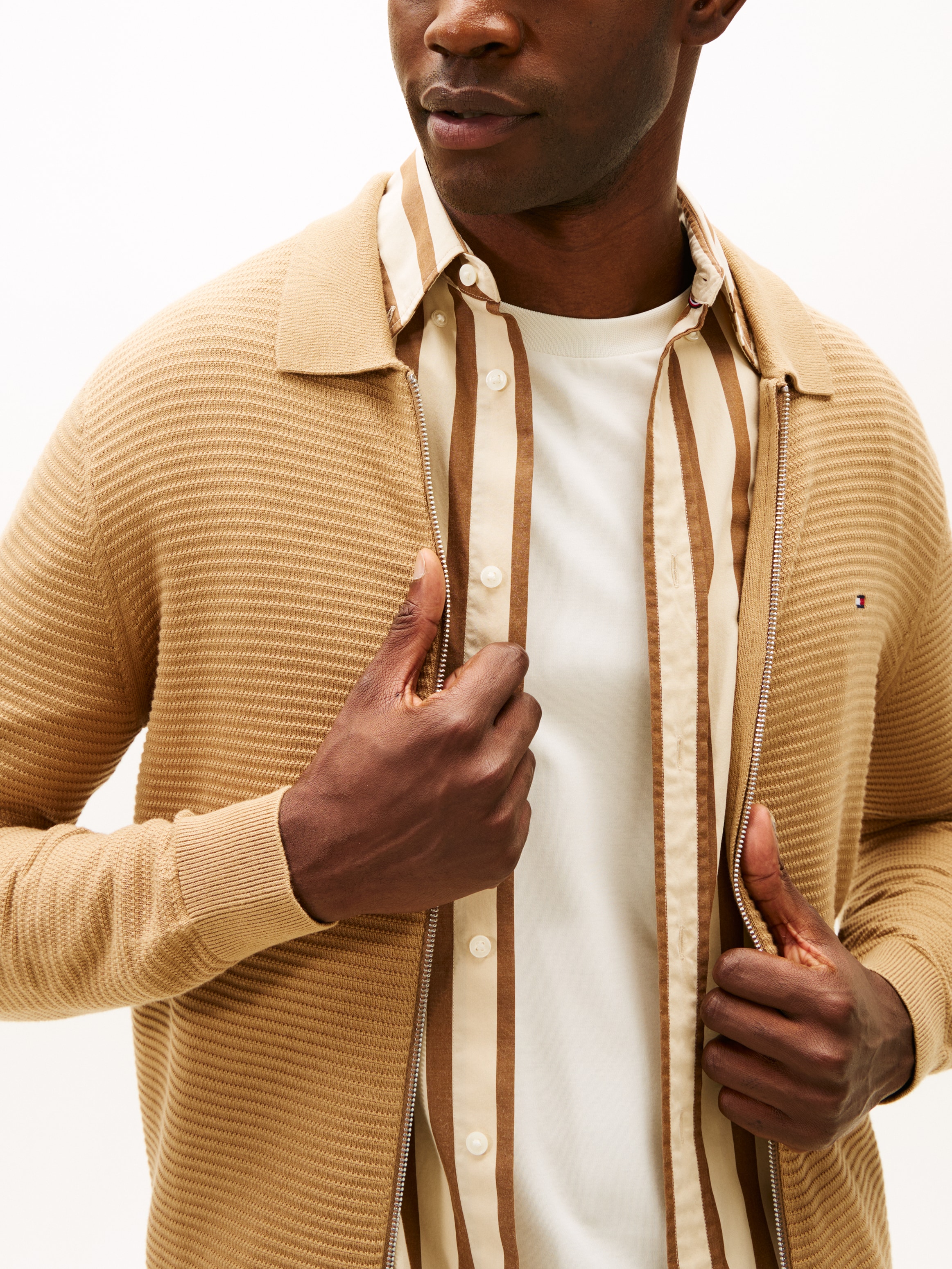 Tommy Hilfiger Cardigan »SEASONAL STRUCTURE« strukturiert, mit Polokragen, regular fit
