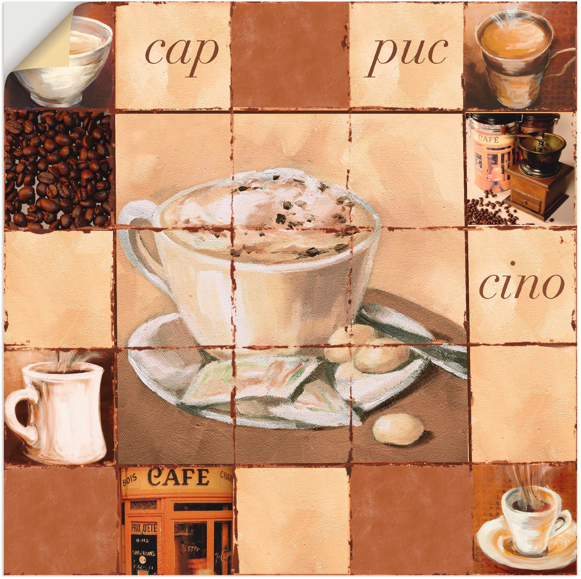 Image of Artland Wandbild »Cappuccino«, Getränke, (1 St.), in vielen Grössen & Produktarten - Alubild / Outdoorbild für den Aussenbereich, Leinwandbild, Poster, Wandaufkleber / Wandtattoo auch für Badezimmer geeignet bei Ackermann Versand Schweiz