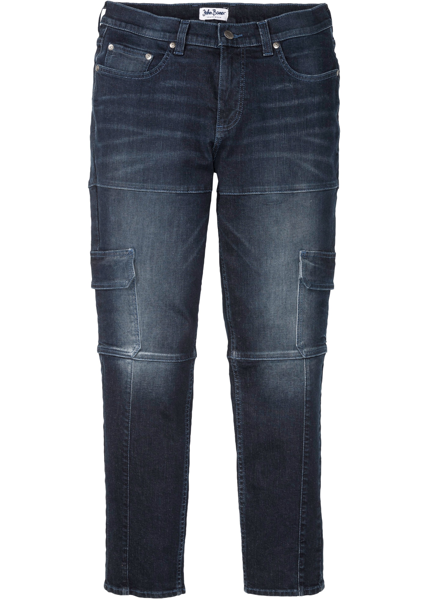 bonprix Jeans cargo »Slim Fit Cargo-Stretch-Jeans, Straight« Slim Fit, aus Baumwolle und Elasthan, mit gewaschener Optik