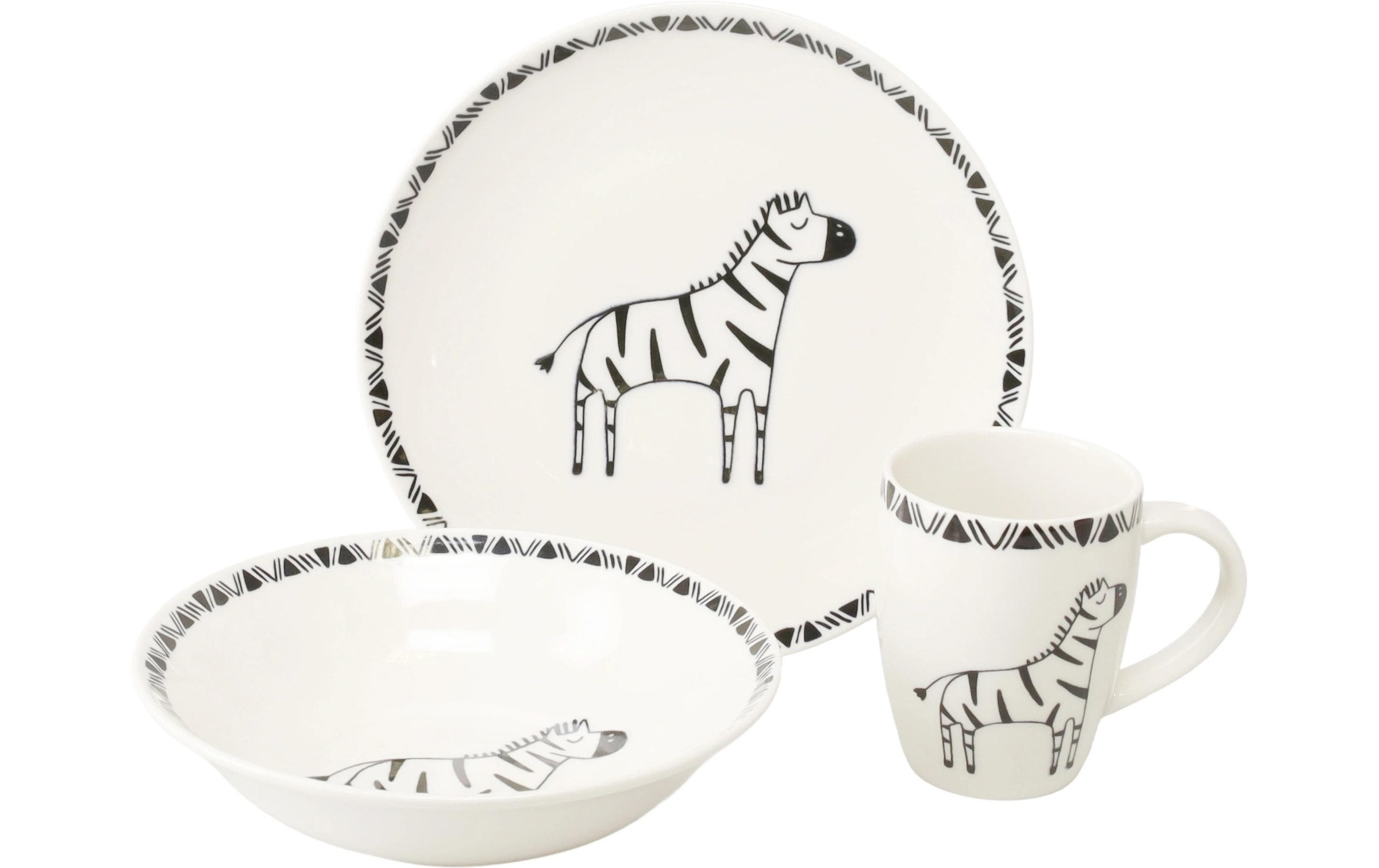 Image of CreaTable Kindergeschirr-Set "Safari Zebra Steinzeug, 3-tlg."