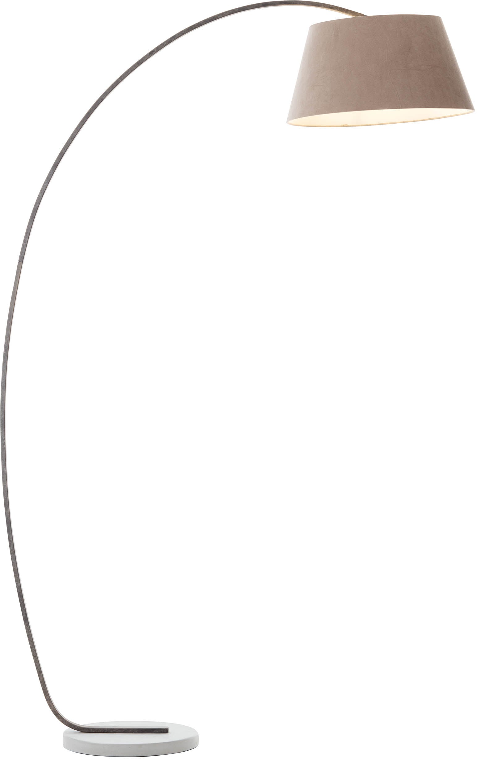 Brilliant Bogenlampe »Brok«, 1 flammig, Leuchtmittel E27 | ohne Leuchtmittel, 196 cm Höhe, 121 cm Ausl., E27, schwenkbar, Beton/Metall/Textil, taupe