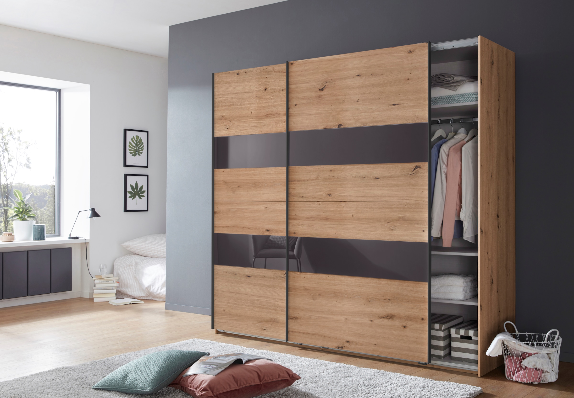 Wimex Schwebetürenschrank »Altona«, mit Glaselementen und zusätzlichen Einlegeböden