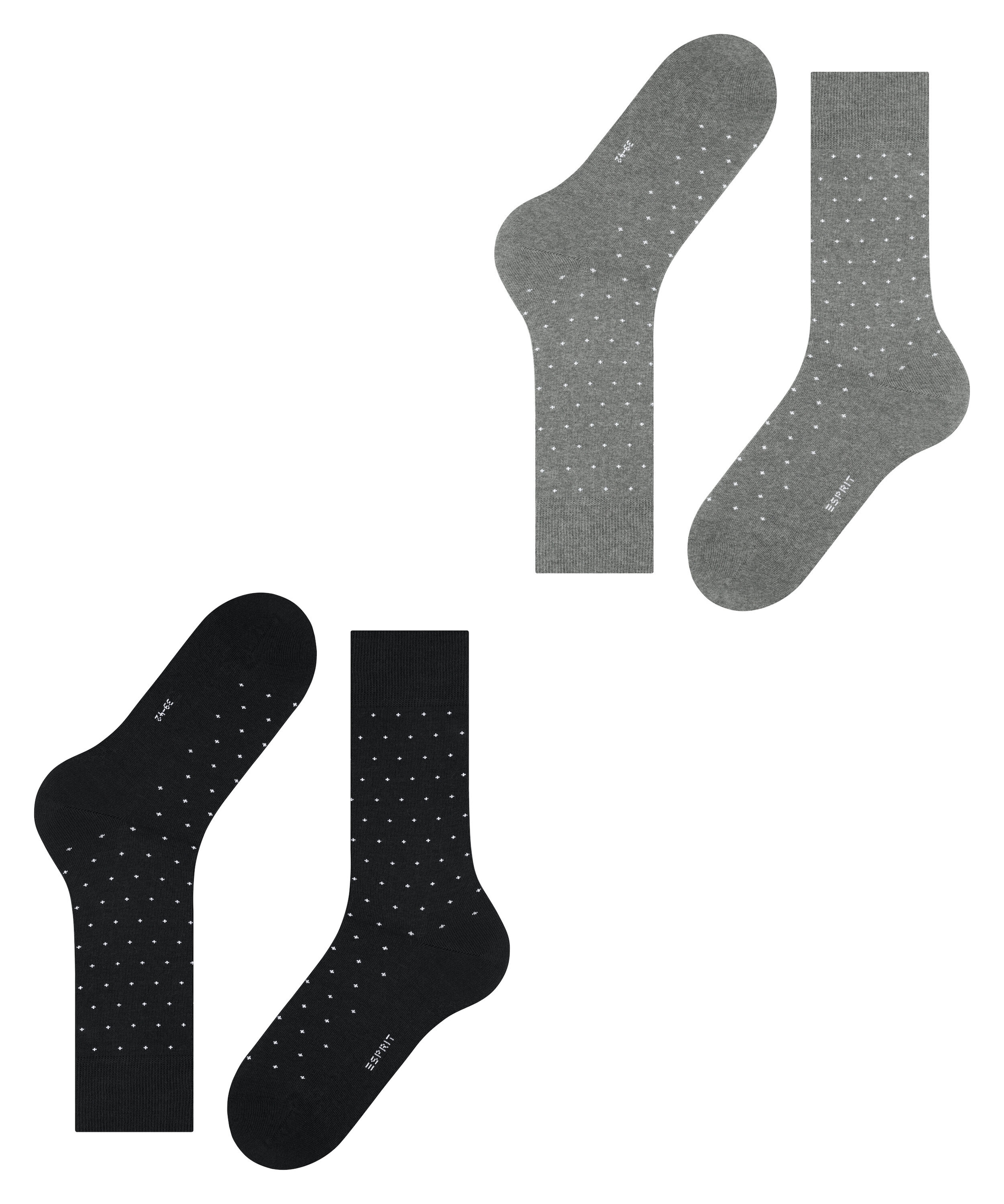 Esprit Socken »Fine Dot« 2 Paar,  gepunktet, geripptes Bündchen, Baumwoll-Mix