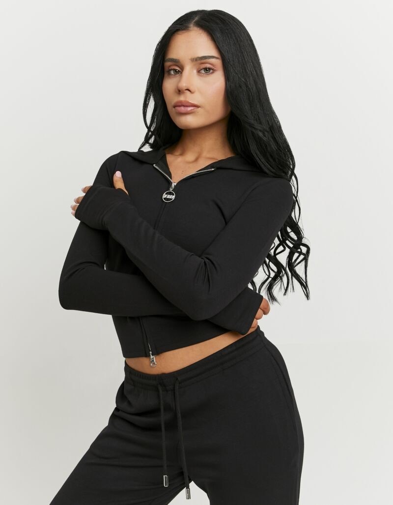 Image of Tally Weijl Kapuzensweatjacke "SSWPEMARIE" Materialmix, verkürzt geschnitten