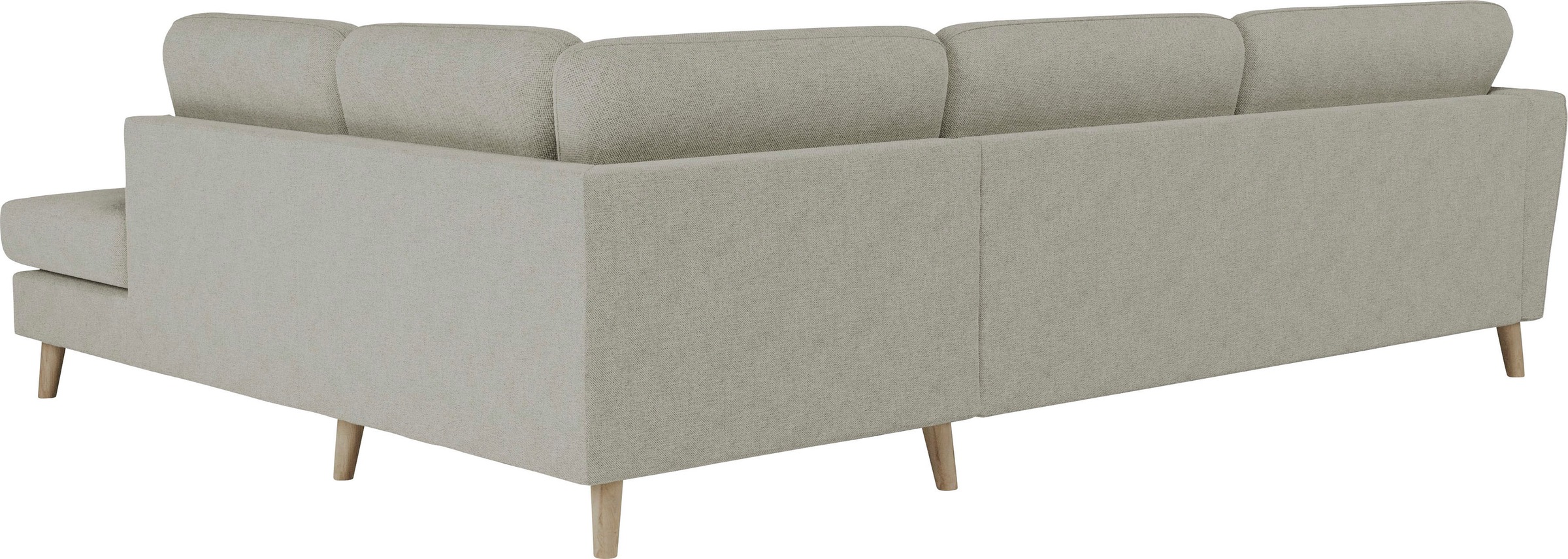 Home affaire Canapé d'angle »MARSEILLE 278/202 cm, L-Form, Ottom. rechts/links, verschiedene Bezüge« Massivholzbeine Eiche, Landhausstil, Wellenunterfederung