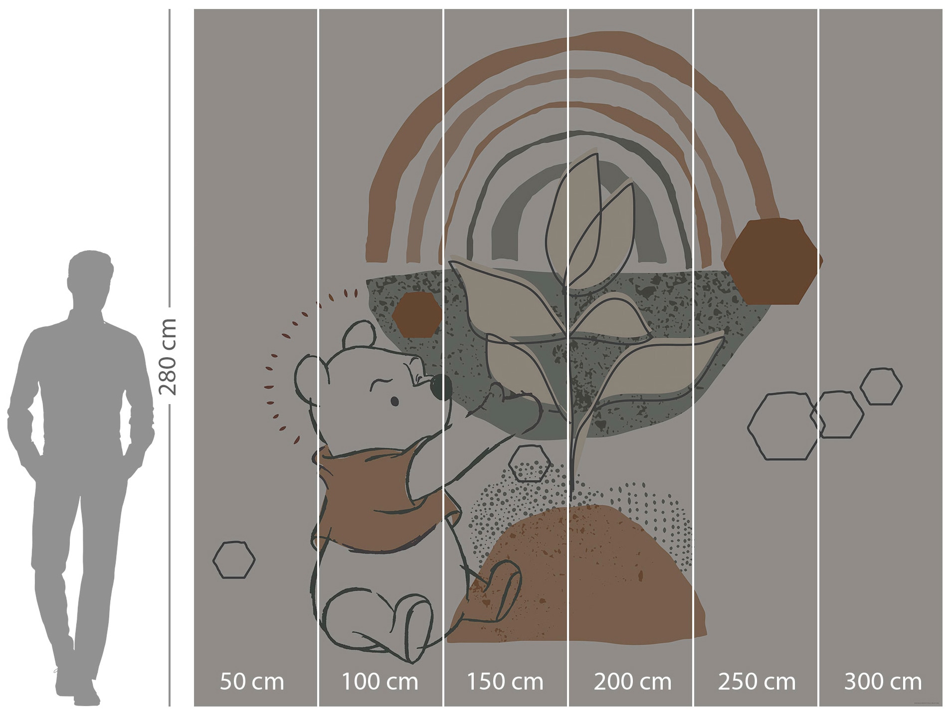 Komar Vliestapete »Digitaldruck Vlies -  Winnie the Pooh Grow - Grösse 300 x 280 cm« bedruckt glatt Kinderzimmer
