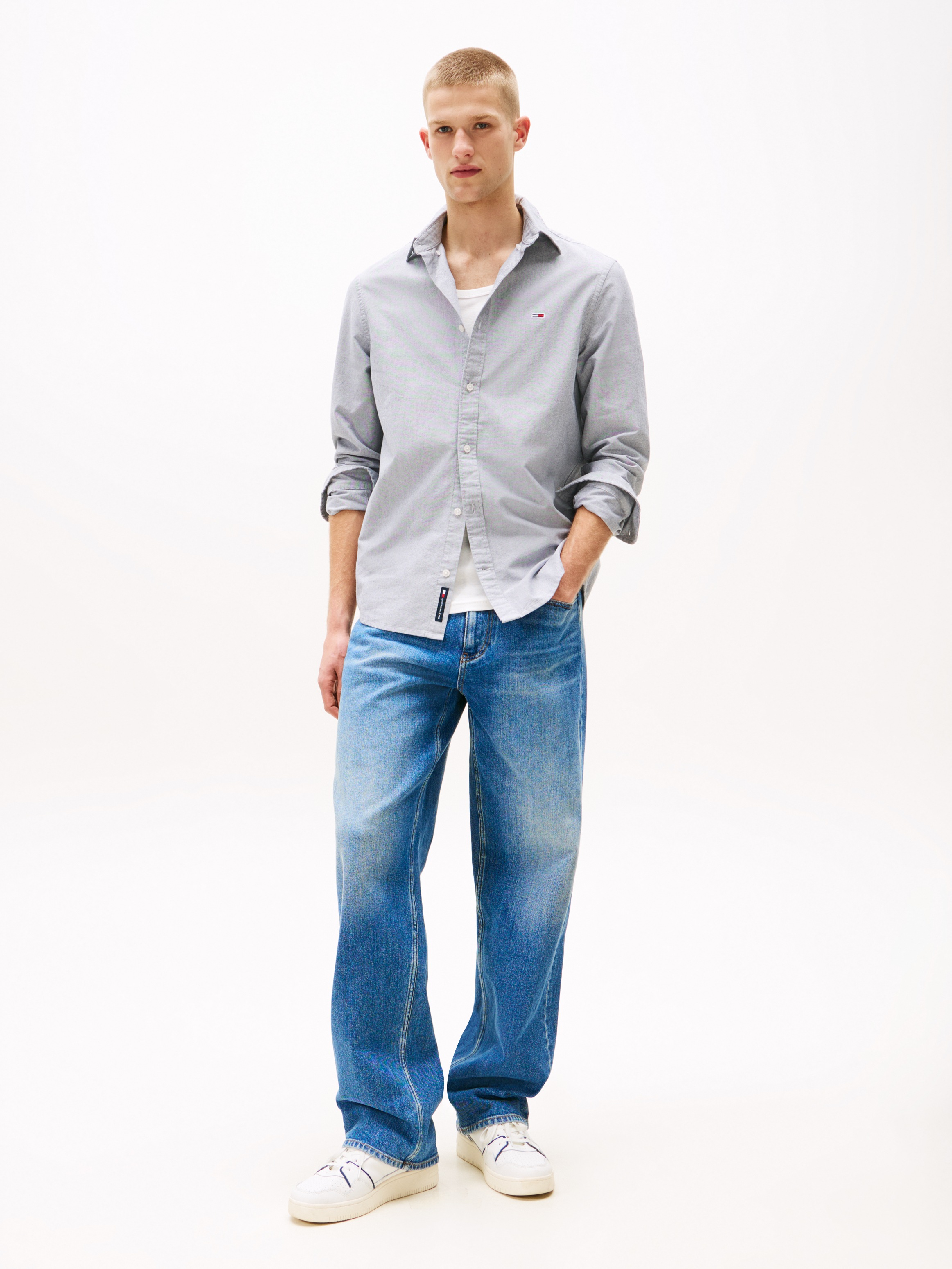 Tommy Jeans Langarmhemd »TJM REG OXFORD SHIRT EXT«, Mit Rundhalsausschnitt