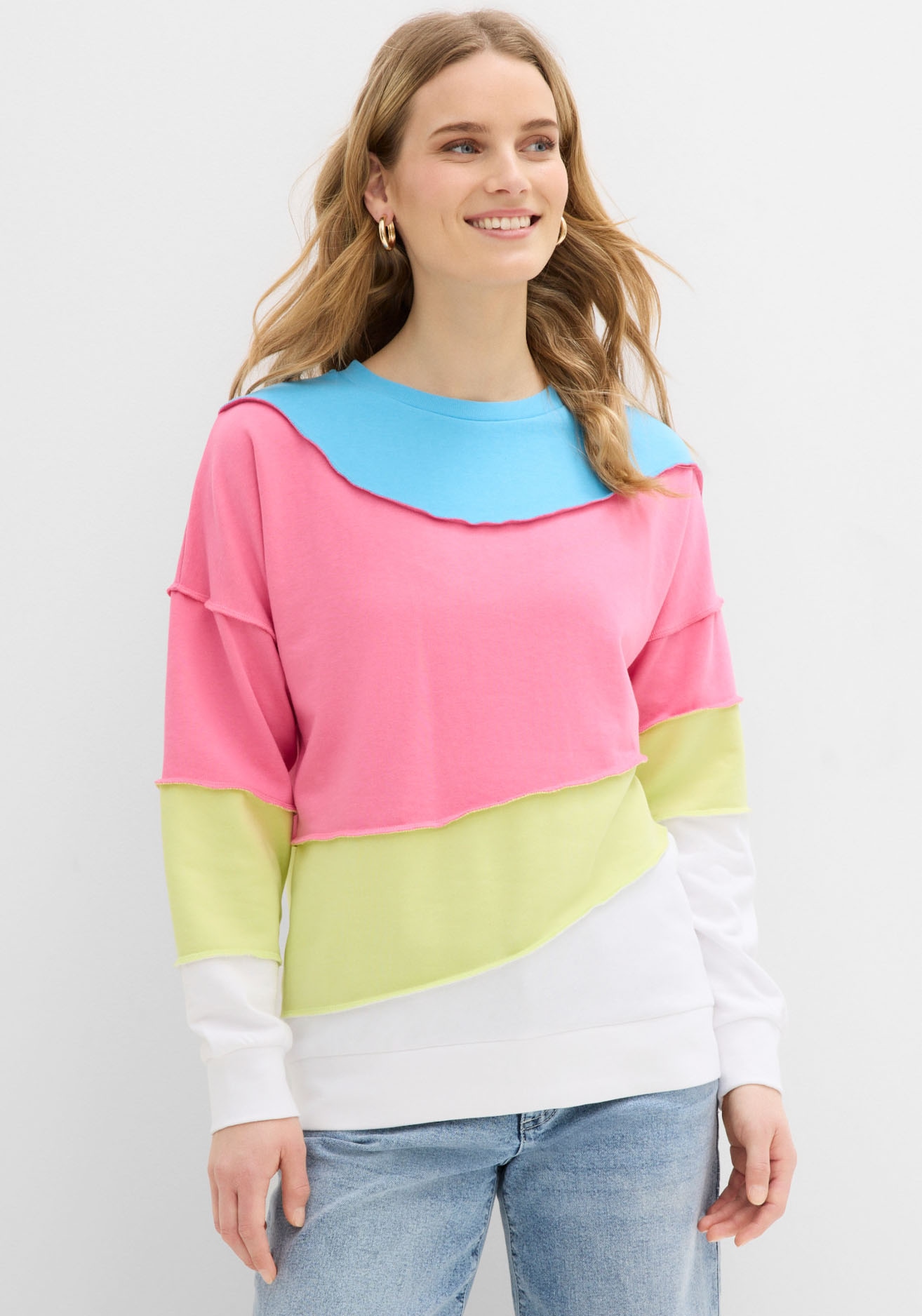 Image of bonprix Sweatshirt, Oversize-Passform, Langarm, aus Baumwolle und Polyester
