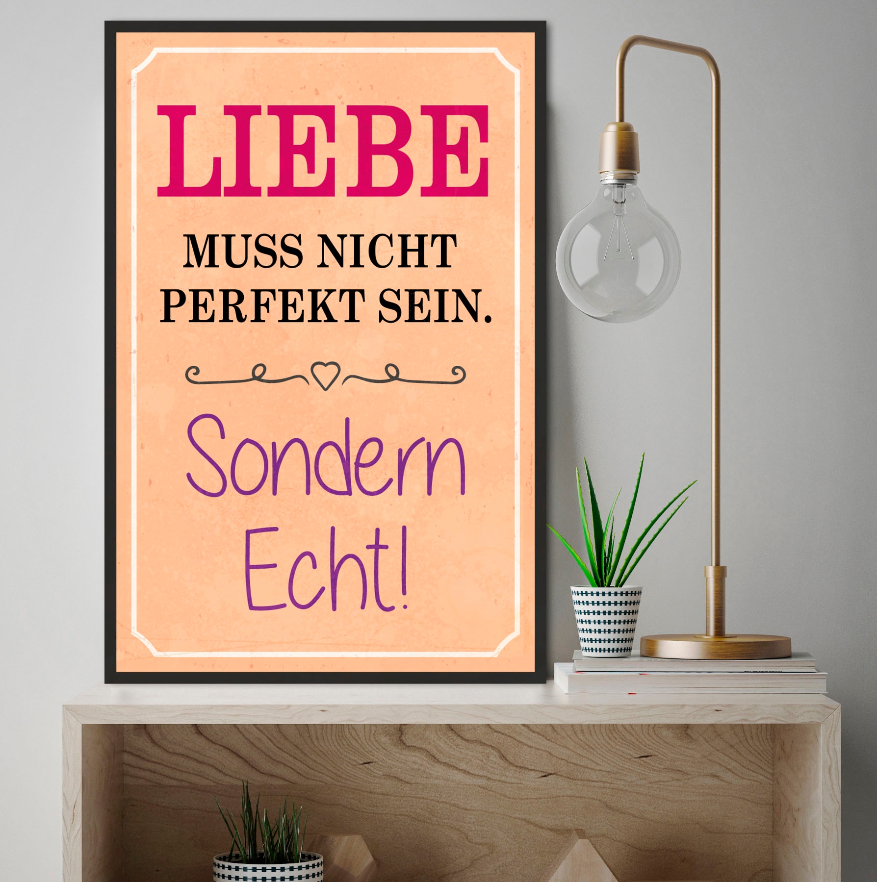 Image of queence Metallbild "Liebe" Schriftzug Schriftzüge 1 Stk. tlg. Stahlschilder