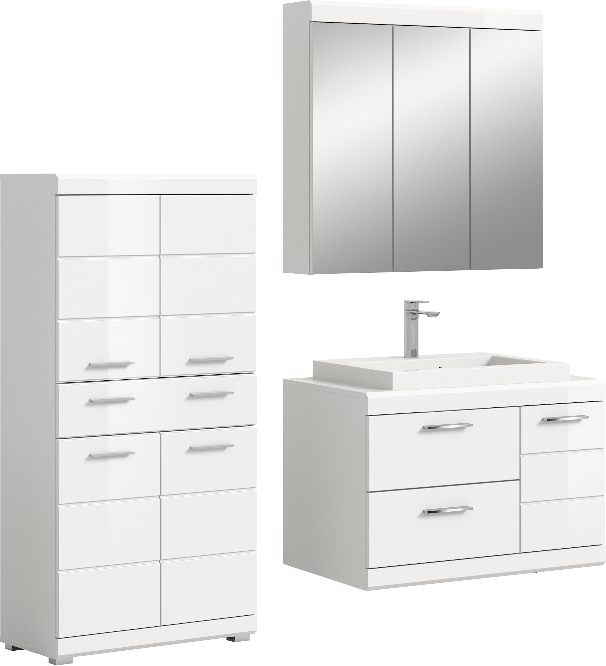 Image of welltime Badmöbel-Set "SIENA, 3-teilig, Waschtisch inkl. Waschbecken, Spiegel- & Midischrank"