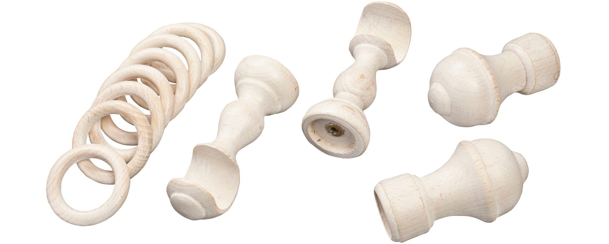 SN DECO GROUP Gardinenstange »Ares«, 1 läufig-läufig, Fixmass, 28 mm, Holz, verschiedene Längen und Farben, Komplettset